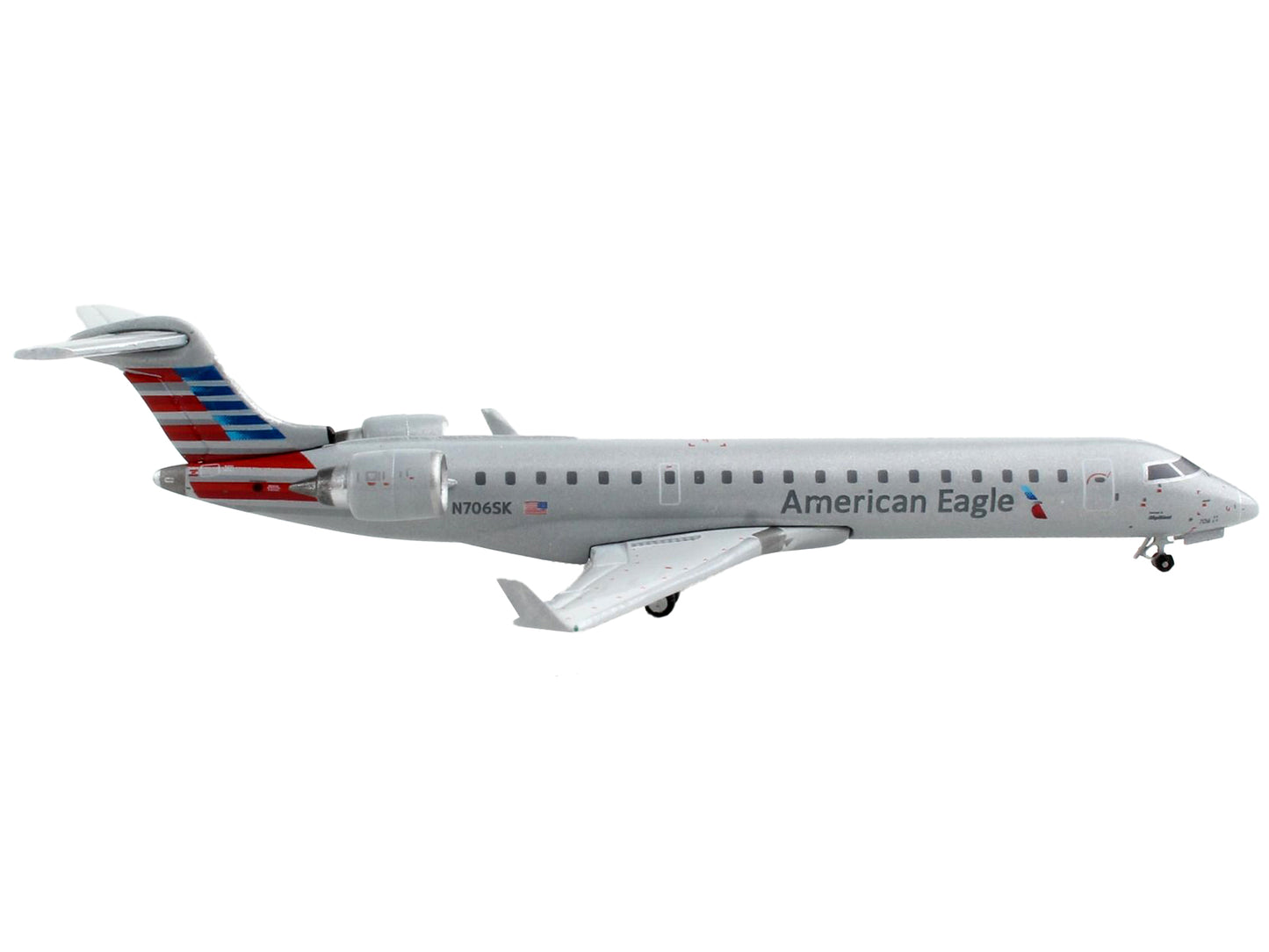 GeminiJets Bombardier CRJ700 Commercial Aircraft "American Airlines - American Eagle" Silver with Striped Tail 1/400 Diecast Model Airplane by GeminiJets