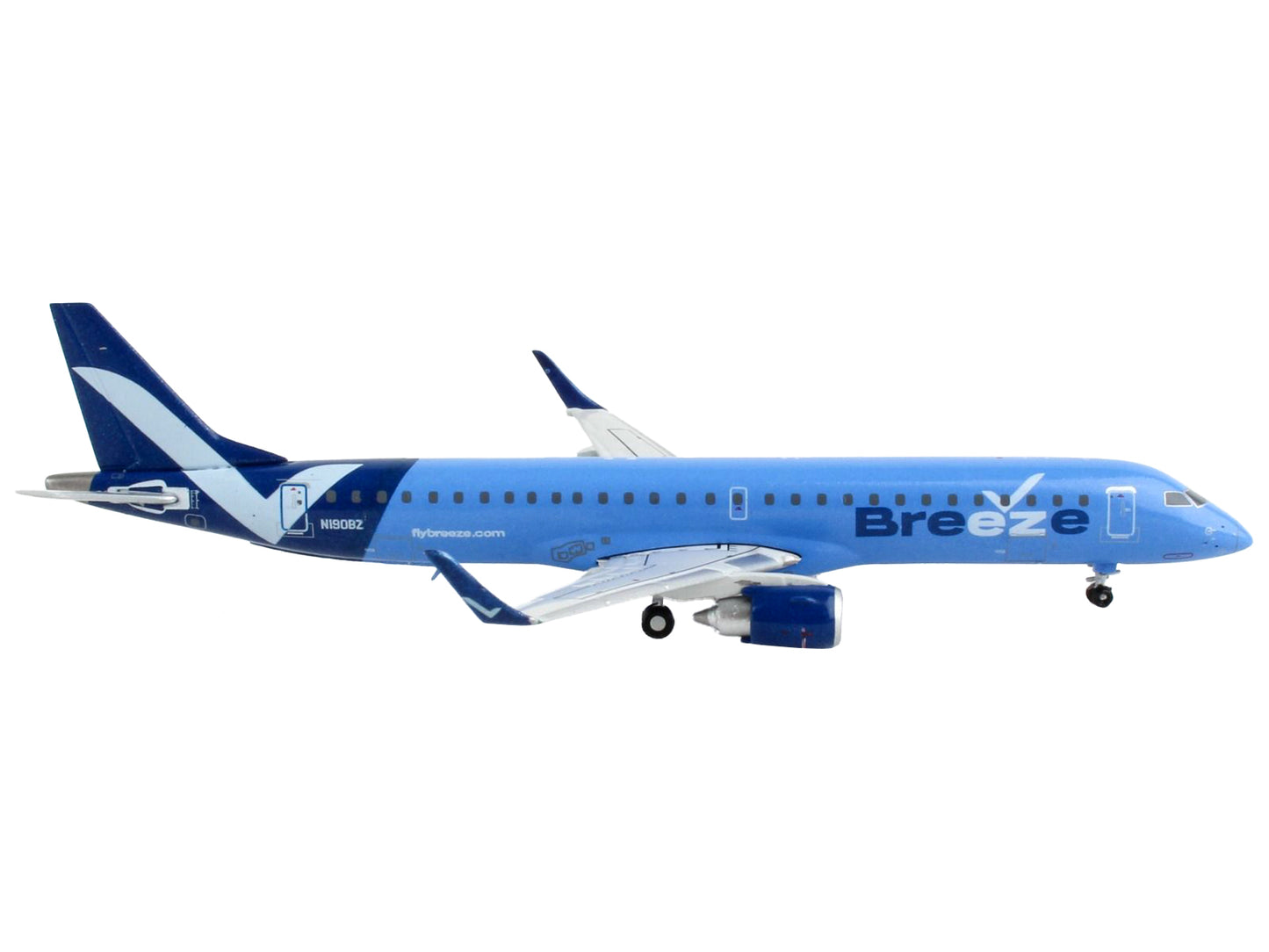 GeminiJets Embraer ERJ-195 Commercial Aircraft "Breeze Airways" Blue 1/400 Diecast Model Airplane by GeminiJets