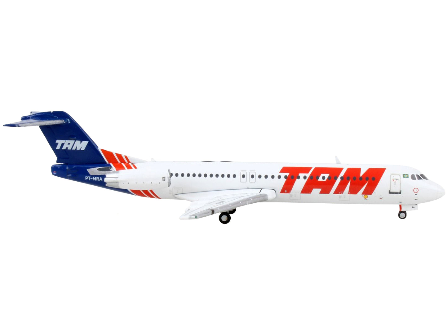 GeminiJets Fokker F100 Commercial Aircraft "TAM Linhas Aereas" White with Blue Tail 1/400 Diecast Model Airplane by GeminiJets