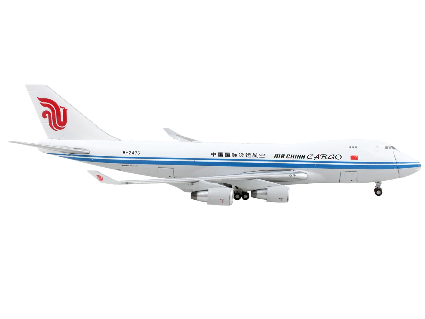GeminiJets Boeing 747-400F Commercial Aircraft "Air China Cargo" White with Blue Stripes "Interactive Series" 1/400 Diecast Model Airplane by GeminiJets