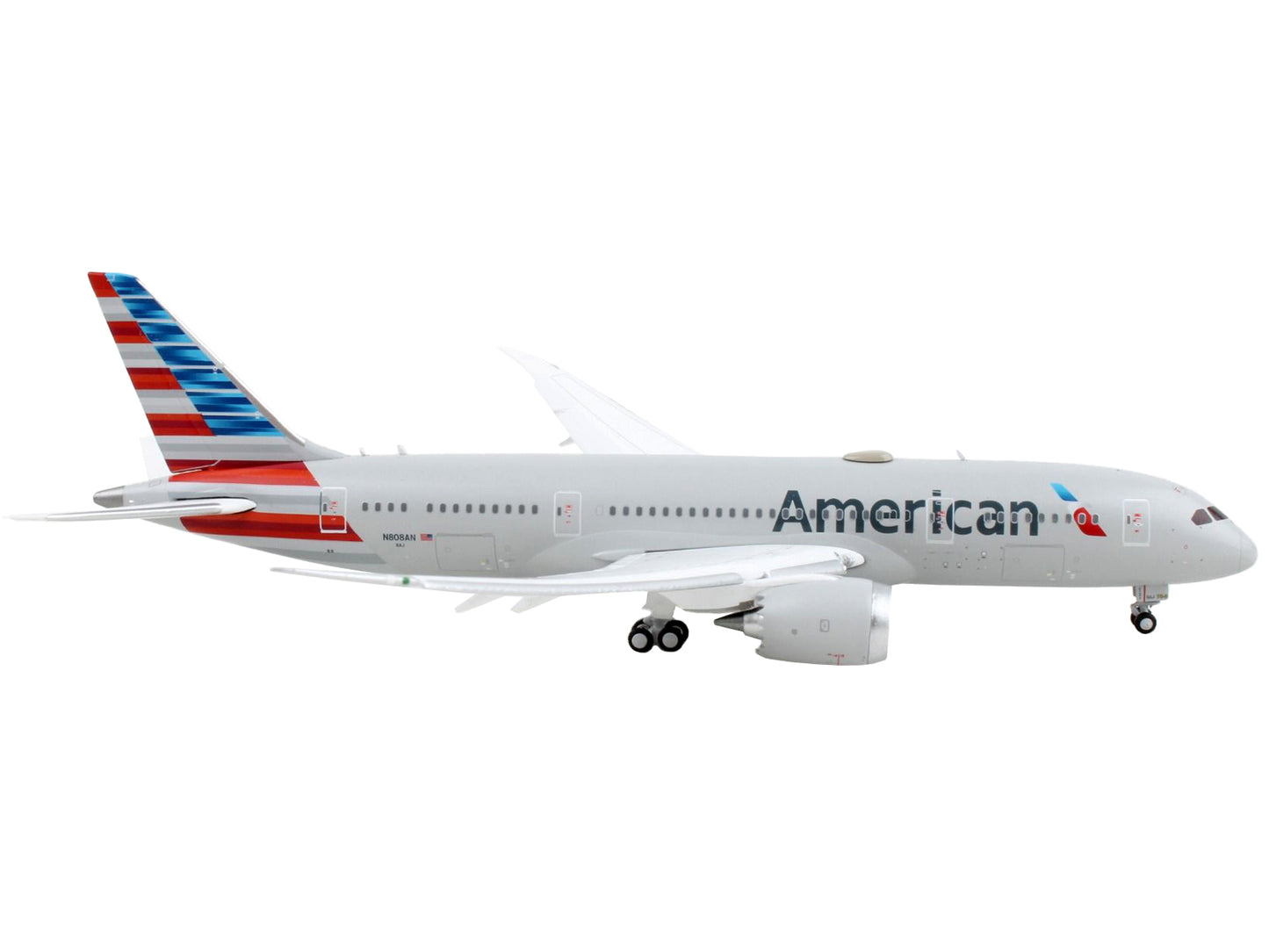 GeminiJets Boeing 787-8 Commercial Aircraft with Flaps Down "American Airlines" Gray with Striped Tail 1/400 Diecast Model Airplane by GeminiJets