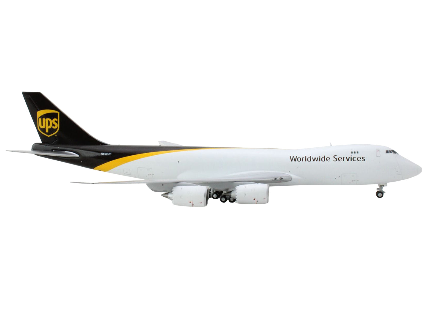GeminiJets Boeing 747-8F Commercial Aircraft "UPS Worldwide Services" White with Brown Tail 1/400 Diecast Model Airplane by GeminiJets
