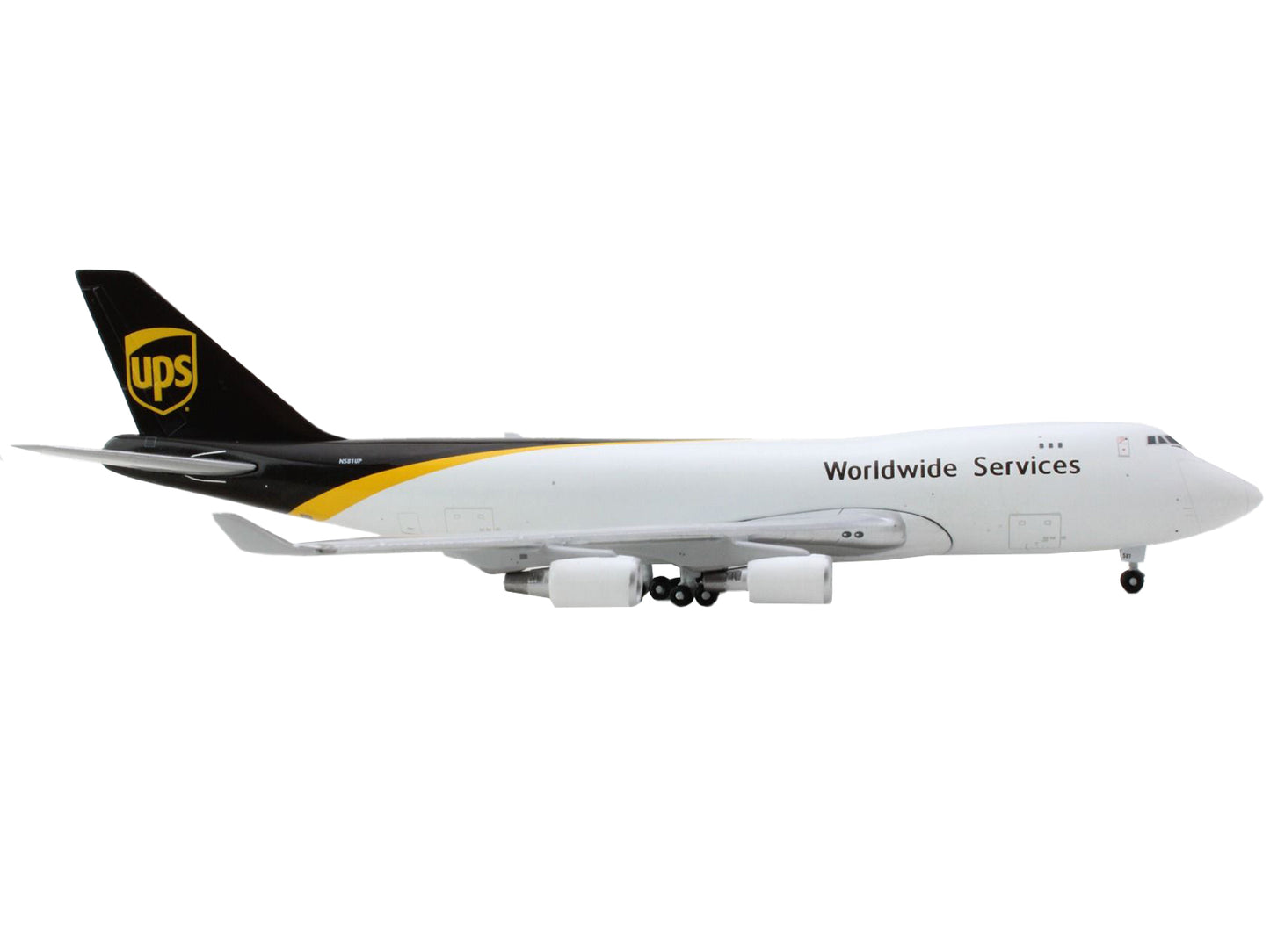 GeminiJets Boeing 747-400F Commercial Aircraft "UPS Worldwide Services" White with Brown Tail 1/400 Diecast Model Airplane by GeminiJets