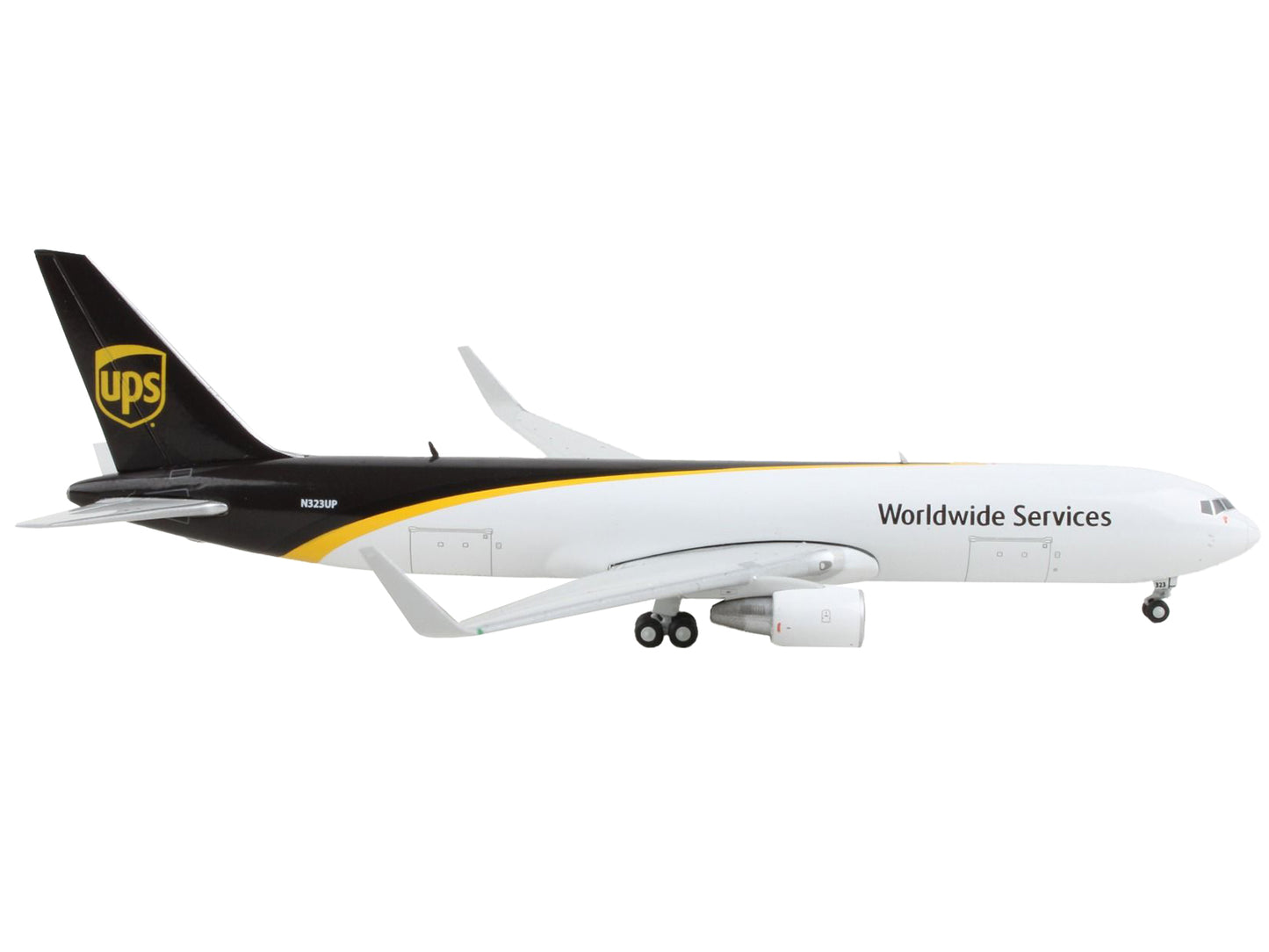 GeminiJets Boeing 767-300F Commercial Aircraft "UPS Worldwide Services" White with Dark Brown Tail 1/400 Diecast Model Airplane by GeminiJets