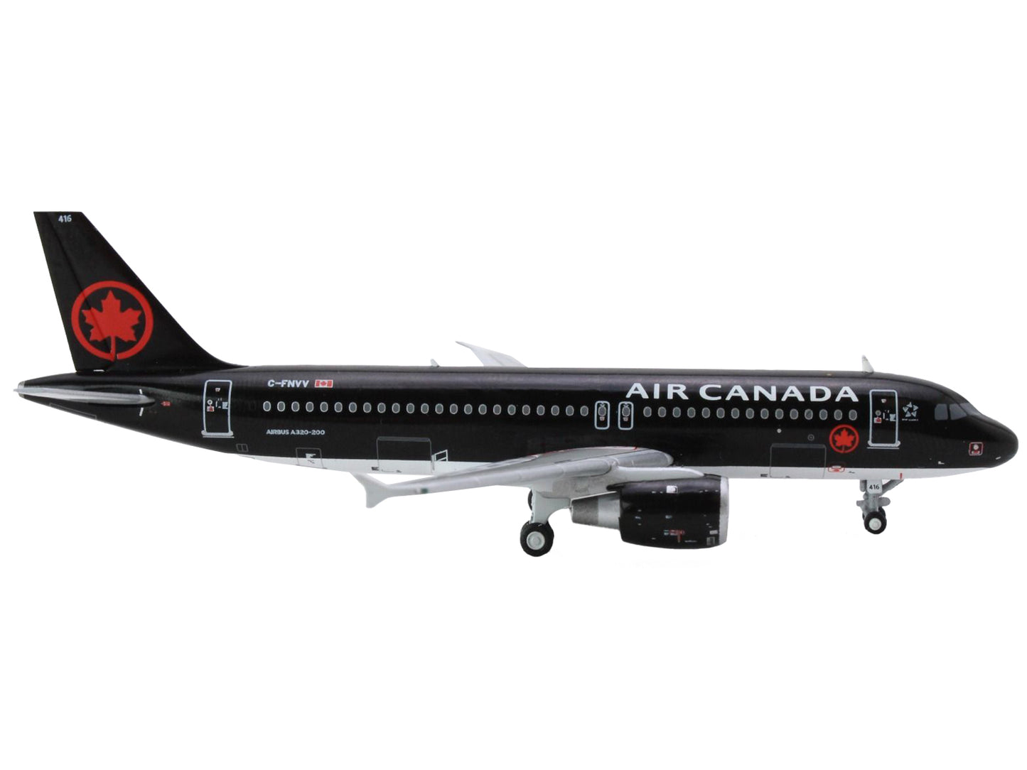 GeminiJets Airbus A320 Commercial Aircraft "Air Canada" (C-FNVV) Black 1/400 Diecast Model Airplane by GeminiJets