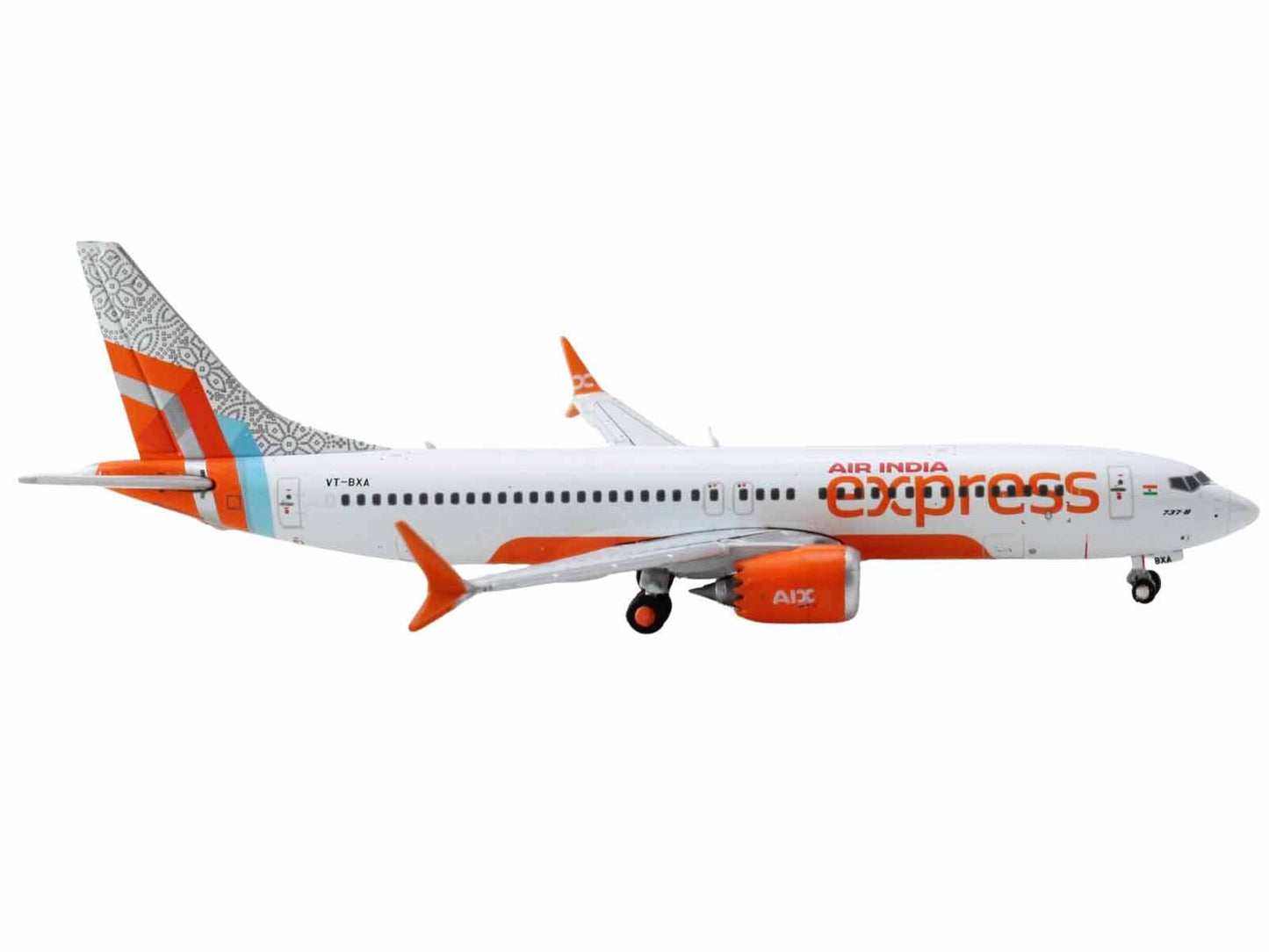 GeminiJets Boeing 737 MAX 8 Commercial Aircraft "Air India Express" (VT-BXA) White with Tail Graphics 1/400 Diecast Model Airplane by GeminiJets