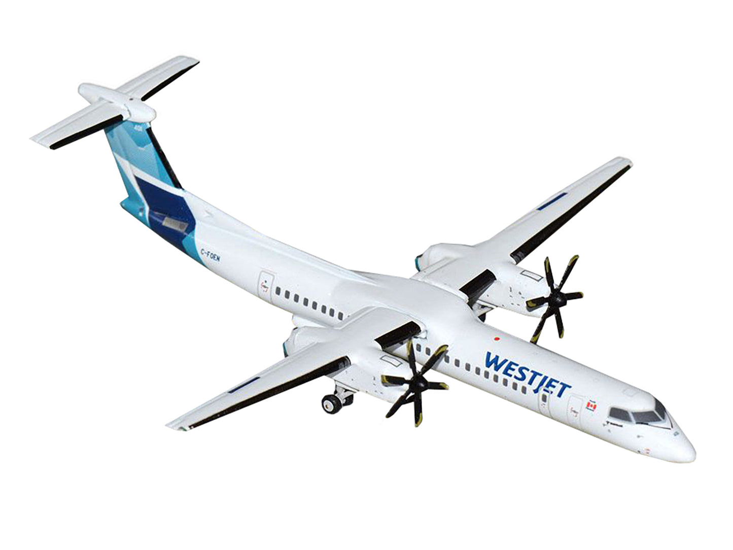GeminiJets Bombardier Q400 Commercial Aircraft "WestJet" (C-FOEN) White with Blue Tail 1/400 Diecast Model Airplane by GeminiJets