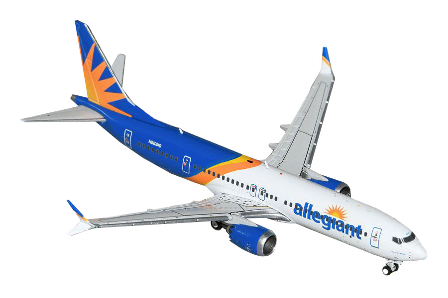 GeminiJets Boeing 737 MAX 200 Commercial Aircraft "Allegiant Air" (N810MG) White and Blue 1/400 Diecast Model Airplane by GeminiJets