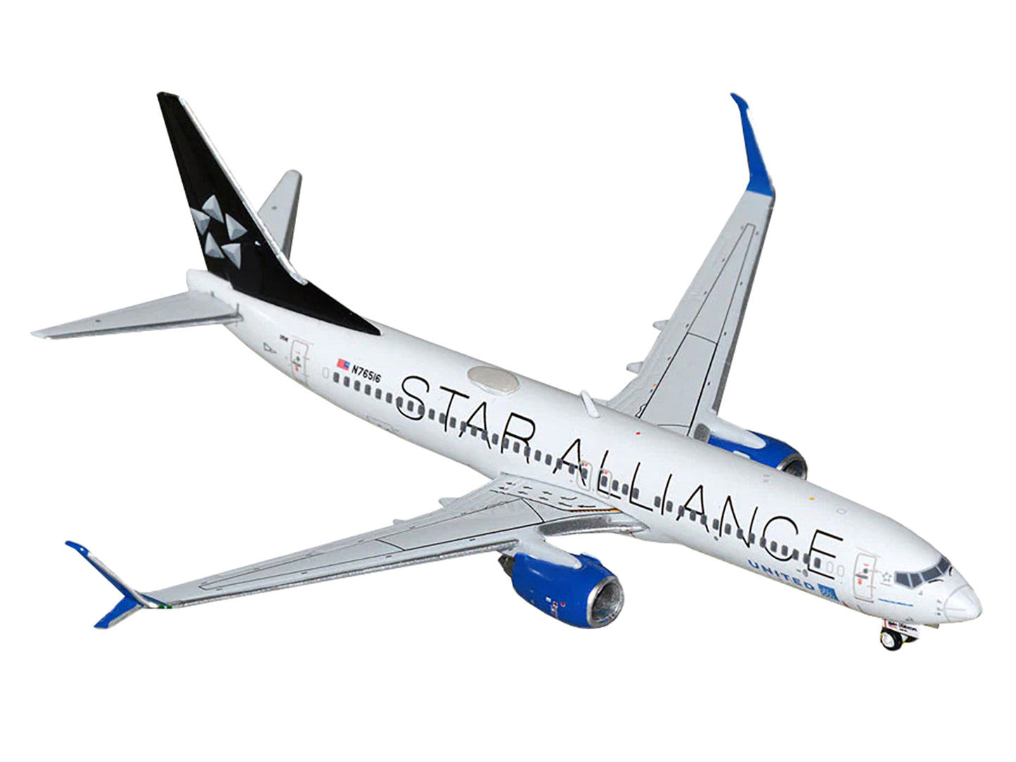 GeminiJets Boeing 737-800 Commercial Aircraft "United Airlines - Star Alliance" (N76516) White with Black Tail 1/400 Diecast Model Airplane by GeminiJets