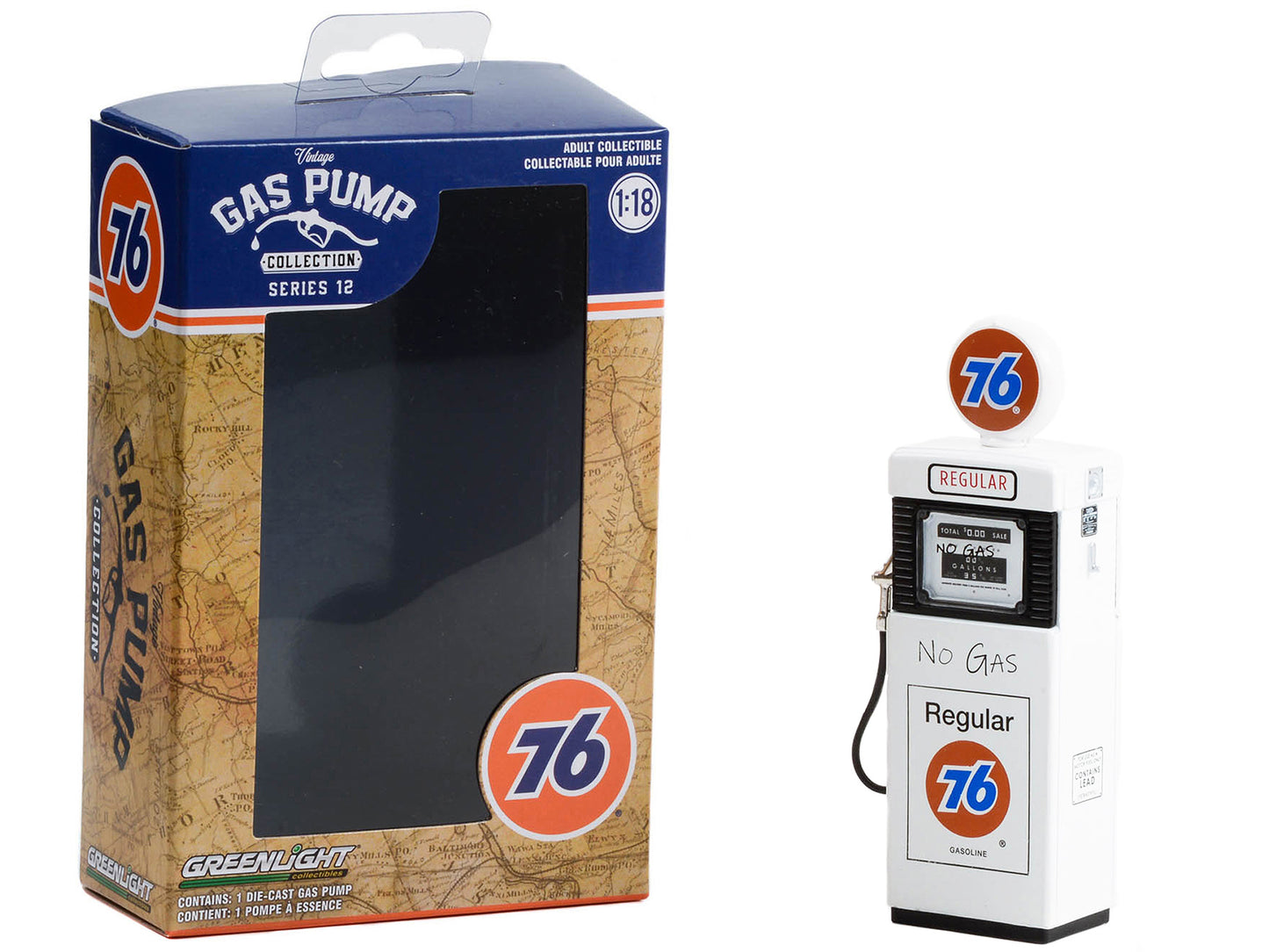 Greenlight 1951 Wayne 505 Gas Pump "Union 76 Regular Gasoline" "No Gas" White "Vintage Gas Pumps" Series 12 1/18 Diecast Model by Greenlight