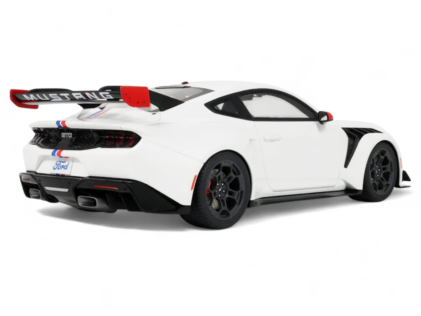 2025 Ford Mustang GTD "Spirit of America" Performance White with Blue and Red Stripes 1/18 Model Car by GT Spirit
