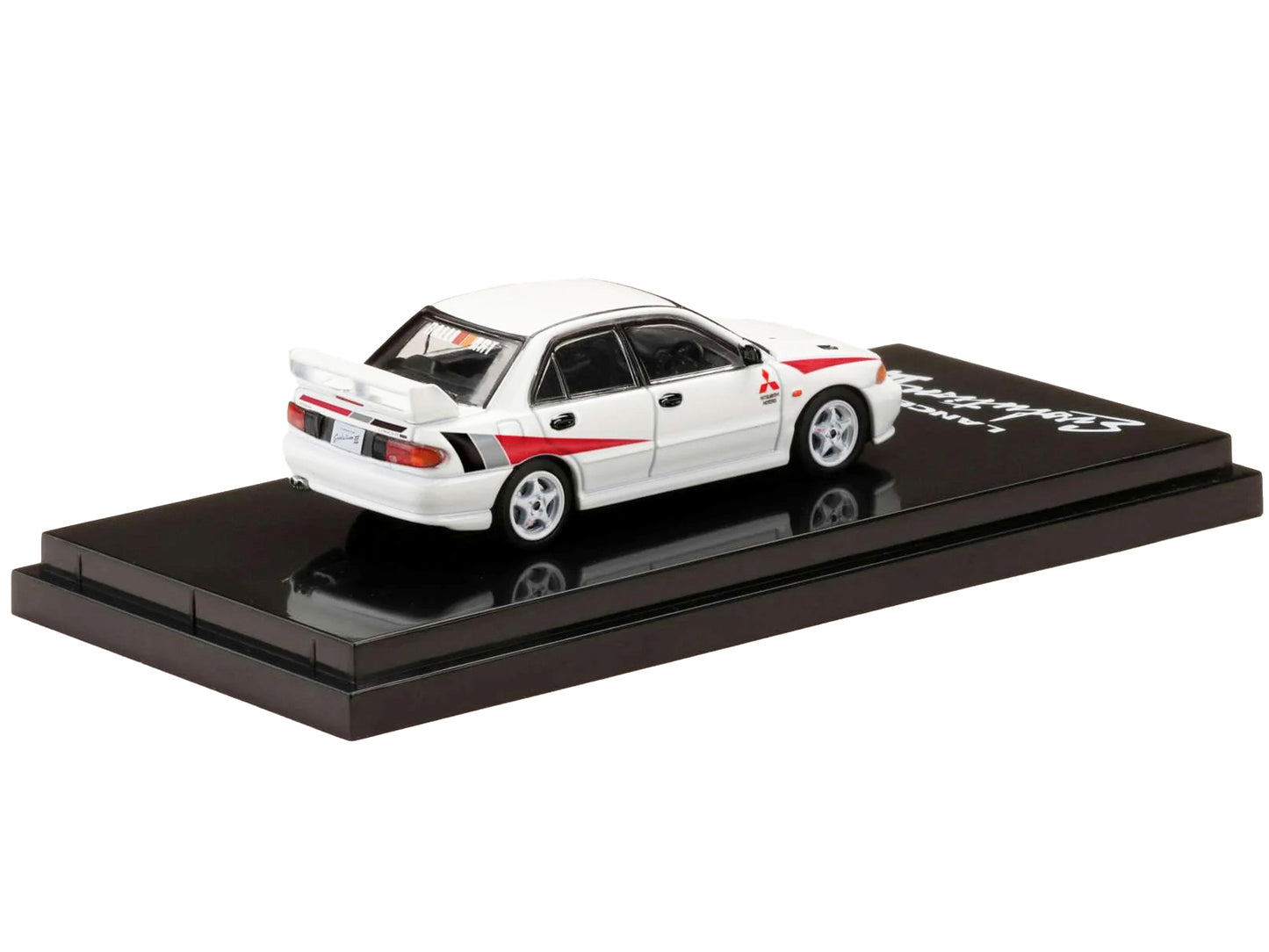Hobby Japan Mitsubishi Lancer RS Evolution III RHD (Right Hand Drive) Scortia White with Red Rally Stripes 1/64 Diecast Model Car by Hobby Japan