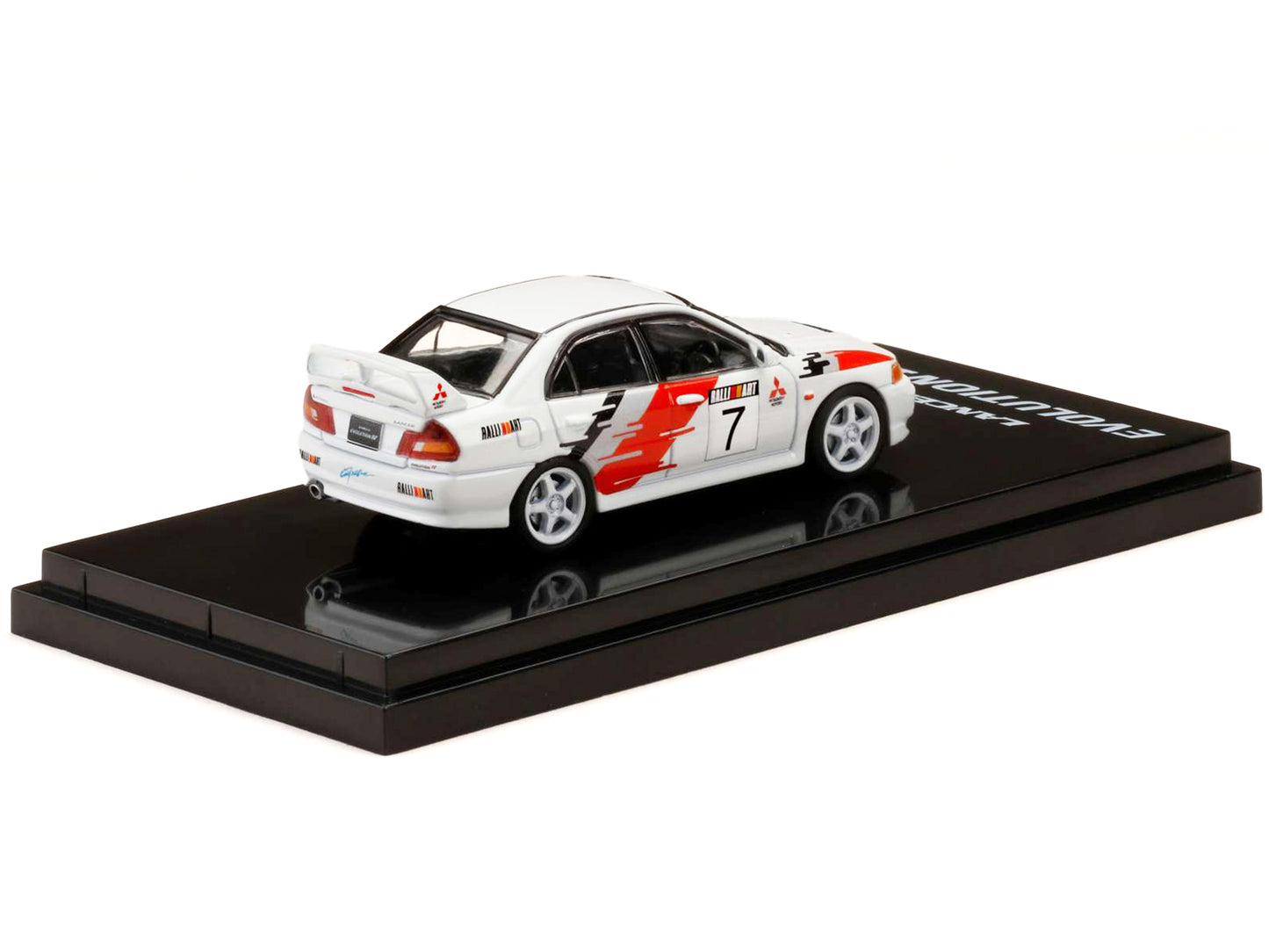 Hobby Japan Mitsubishi Lancer GSR Evolution IV RHD (Right Hand Drive) #7 Scortia White "Groupe A Rally Graphics" 1/64 Diecast Model Car by Hobby Japan