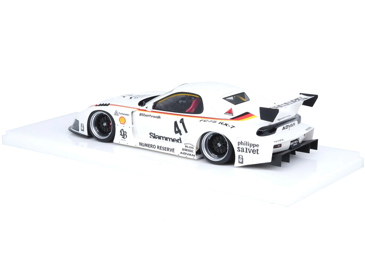 Inno Models Mazda RX7 (FD3S) LB-Super Silhouette RHD (Right Hand Drive) #41 White with Stripes and Graphics 1/18 Model Car by Inno Models