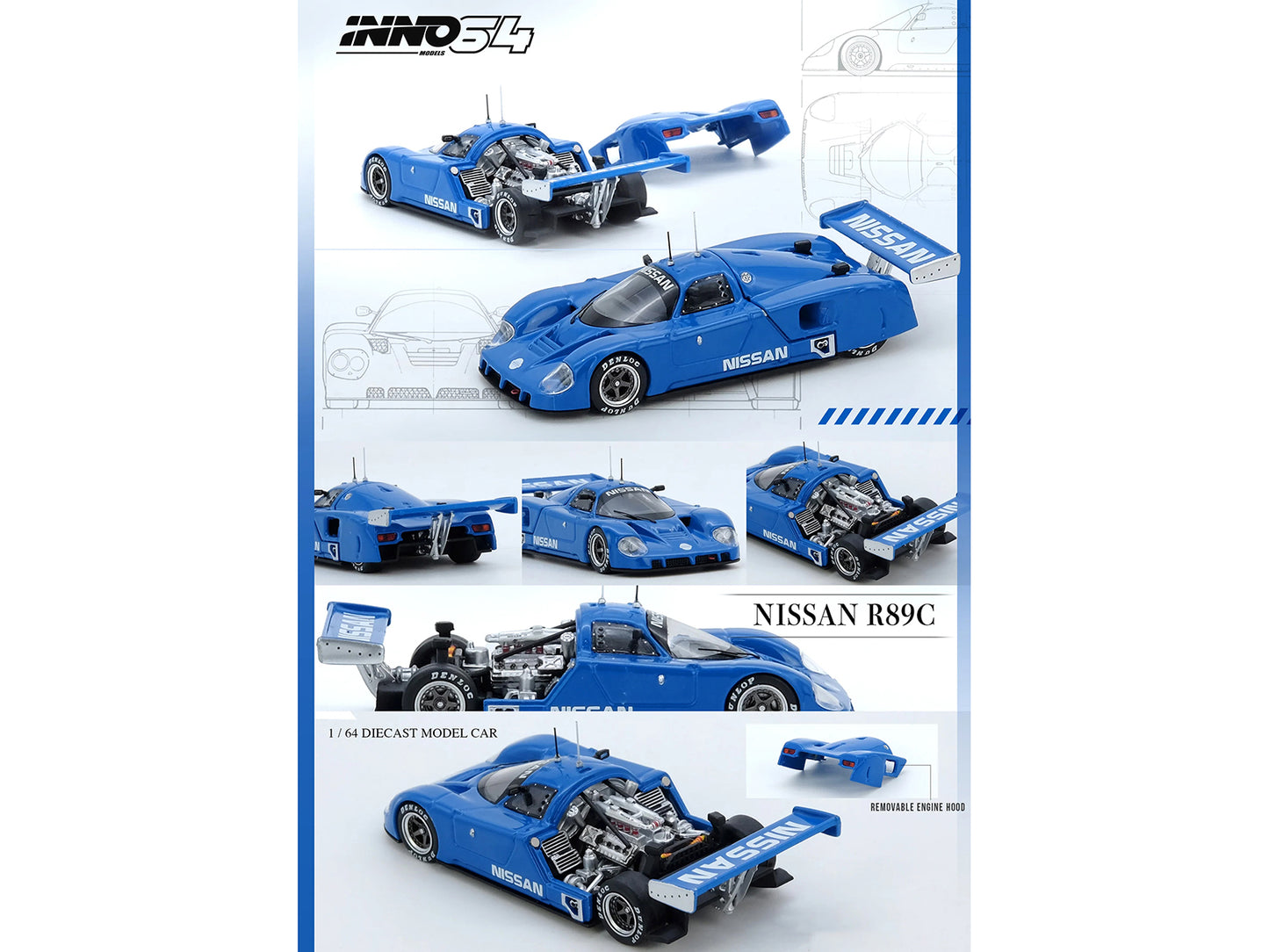 Nissan R89C "Works Prototype" Blue "World Sports Car Championship" (1989) 1/64 Diecast Model Car by Inno Models