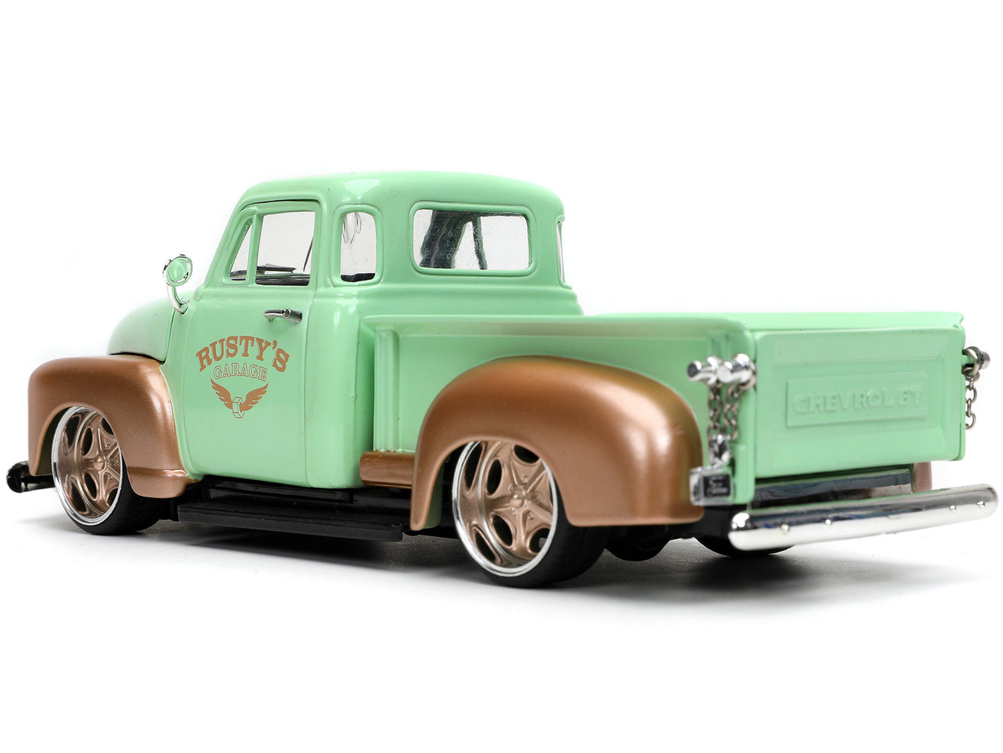Jada 1953 Chevrolet 3100 Pickup Truck Light Green and Gold Metallic "Rusty's Garage" with Extra Wheels "Just Trucks" Series 1/24 Diecast Model Car by Jada