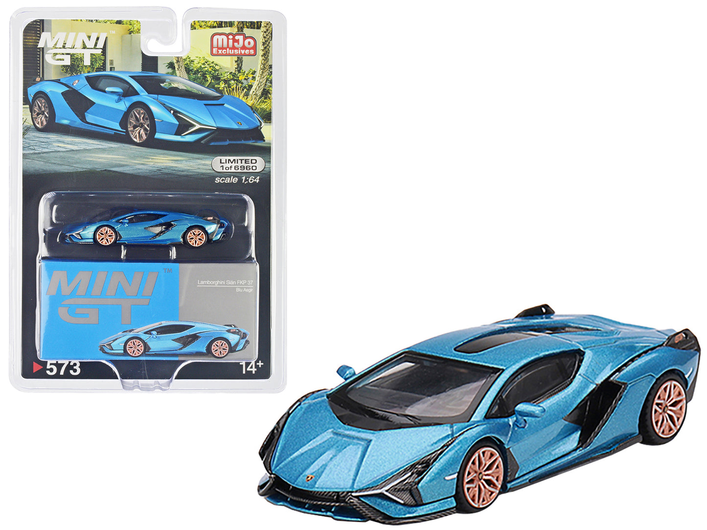 Mini GT Lamborghini Sian FKP 37 Blu Aegir Blue Metallic Limited Edition to 6960 pieces Worldwide 1/64 Diecast Model Car by Mini GT