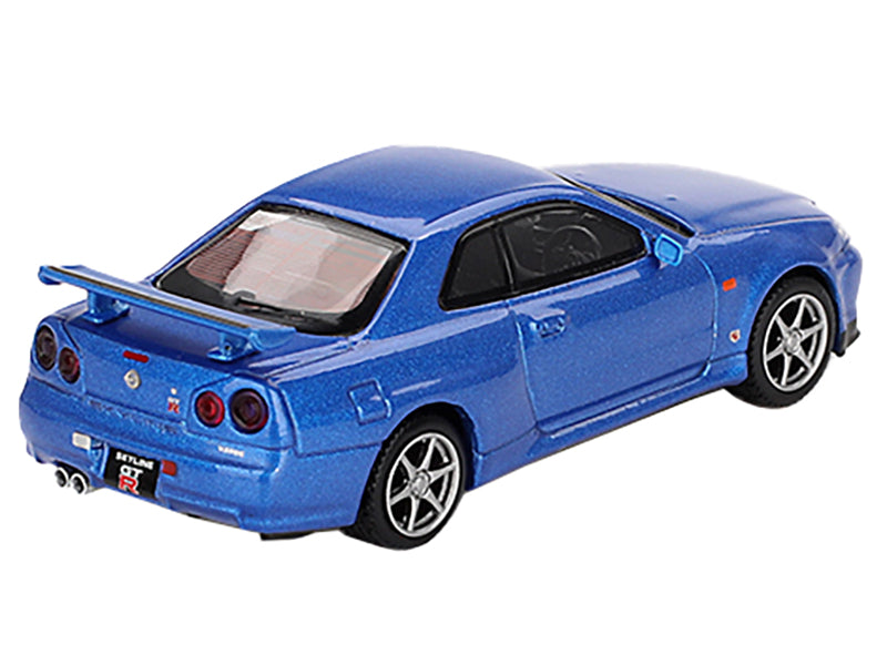 Mini GT Nissan Skyline GT-R (R34) V-Spec RHD (Right Hand Drive) Bayside Blue Metallic Limited Edition 1/64 Diecast Model Car by Mini GT