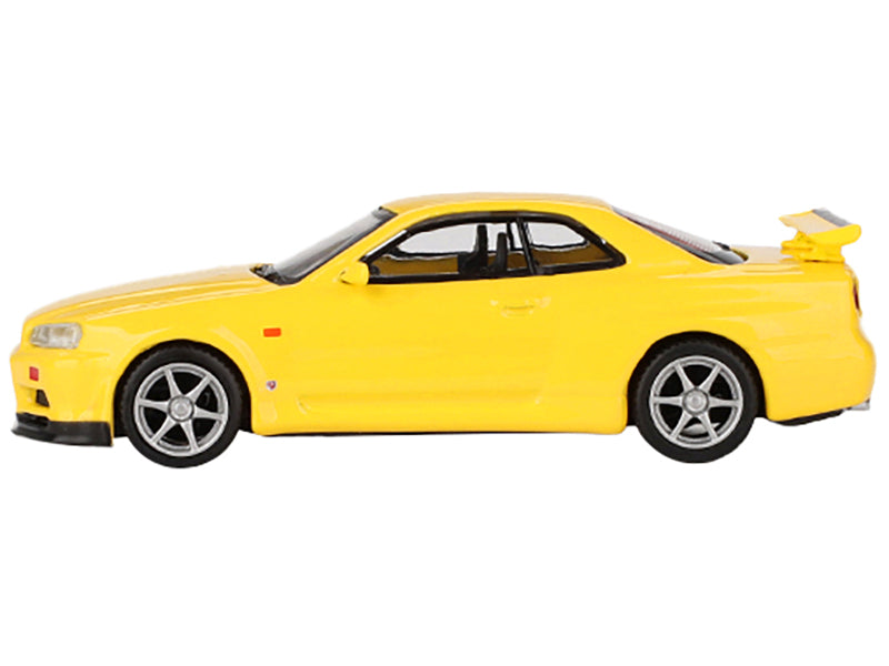 Mini GT Nissan Skyline GT-R (R34) V-Spec RHD (Right Hand Drive) Lightning Yellow Limited Edition to 7920 pieces Worldwide 1/64 Diecast Model Car by Mini GT