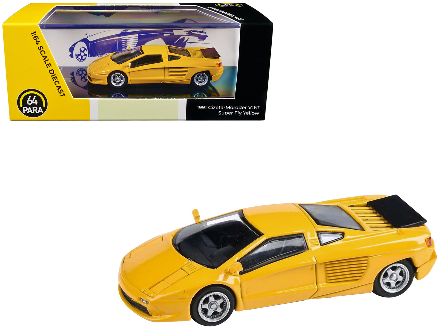 Paragon 1991 Cizeta V16T Super Fly Yellow 1/64 Diecast Model Car by Paragon Models