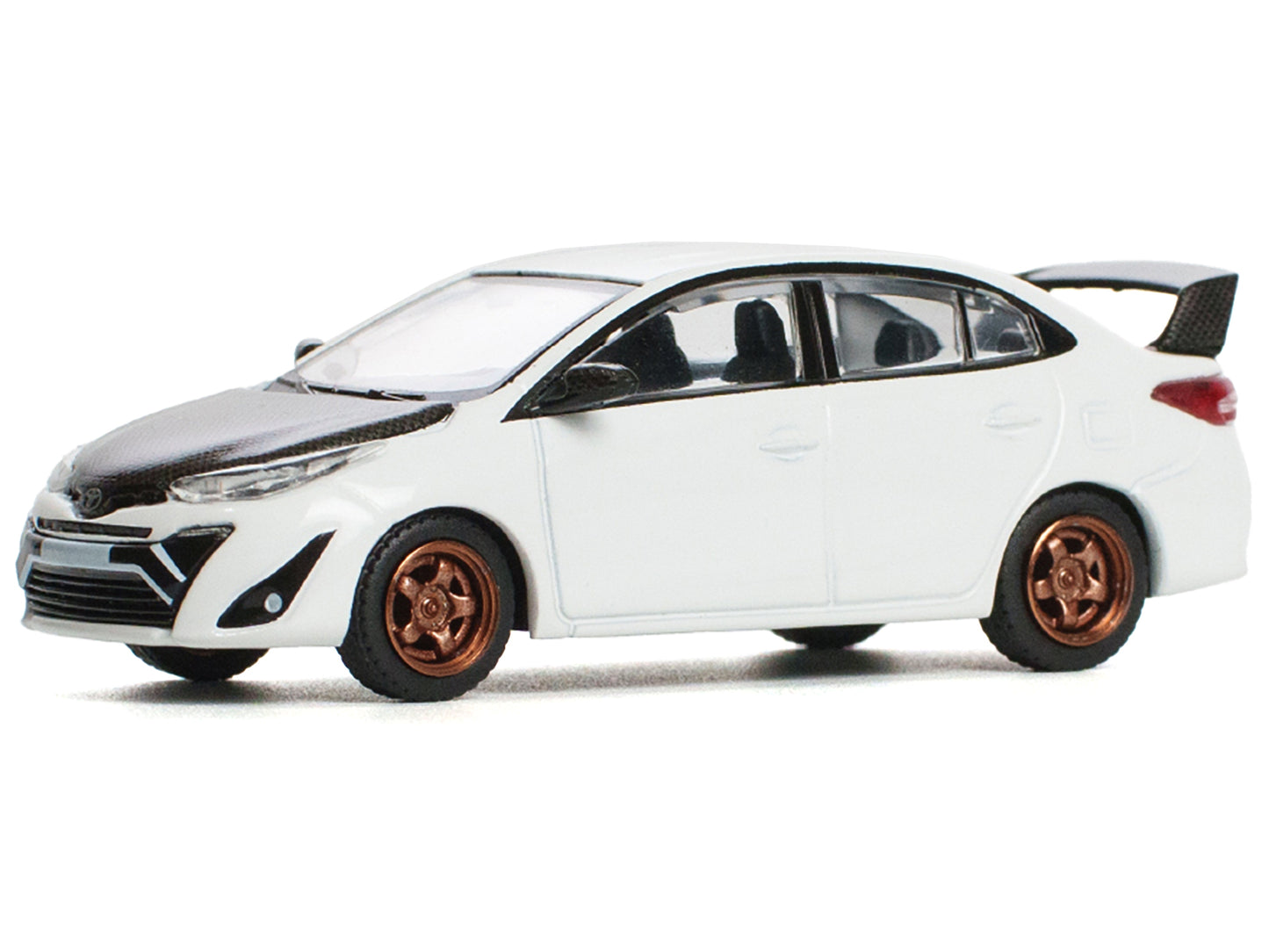 Pop Race Toyota GR Vios White with Carbon Hood 1/64 Diecast Model Car by Pop Race