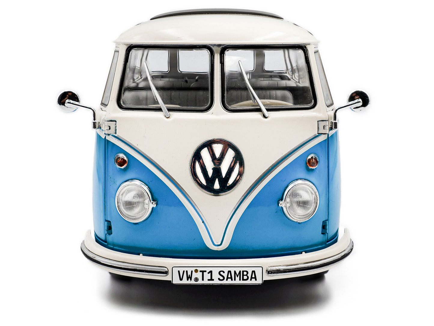 1962 Volkswagen T1 Samba Bus Baby Blue and White 1/18 Diecast Model Car by Solido
