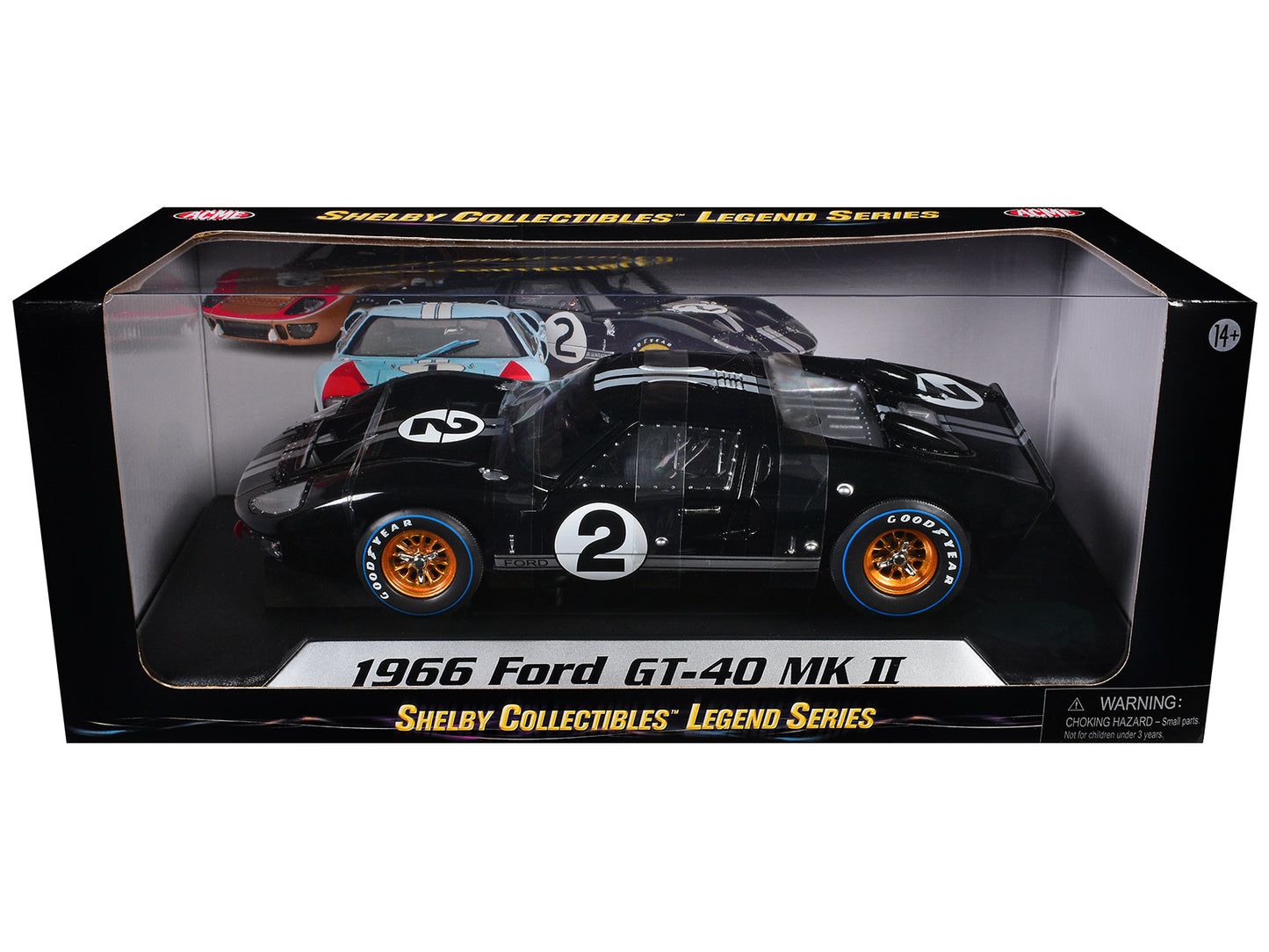 1966 Ford GT-40 MK II #2 Black 1/18 Diecast Model Car by Shelby Collectibles