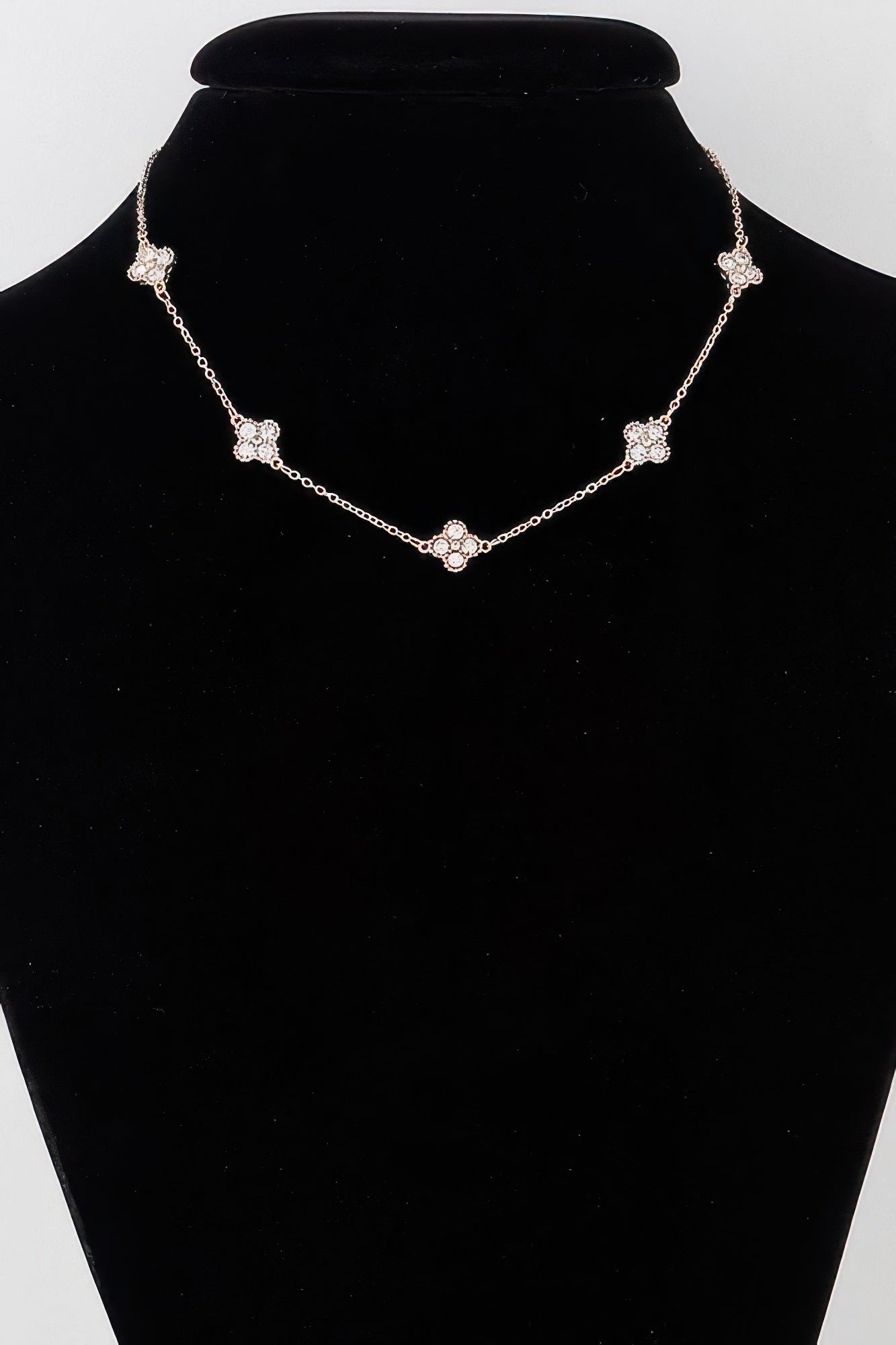 Multi Jeweled Clover Charm Necklace