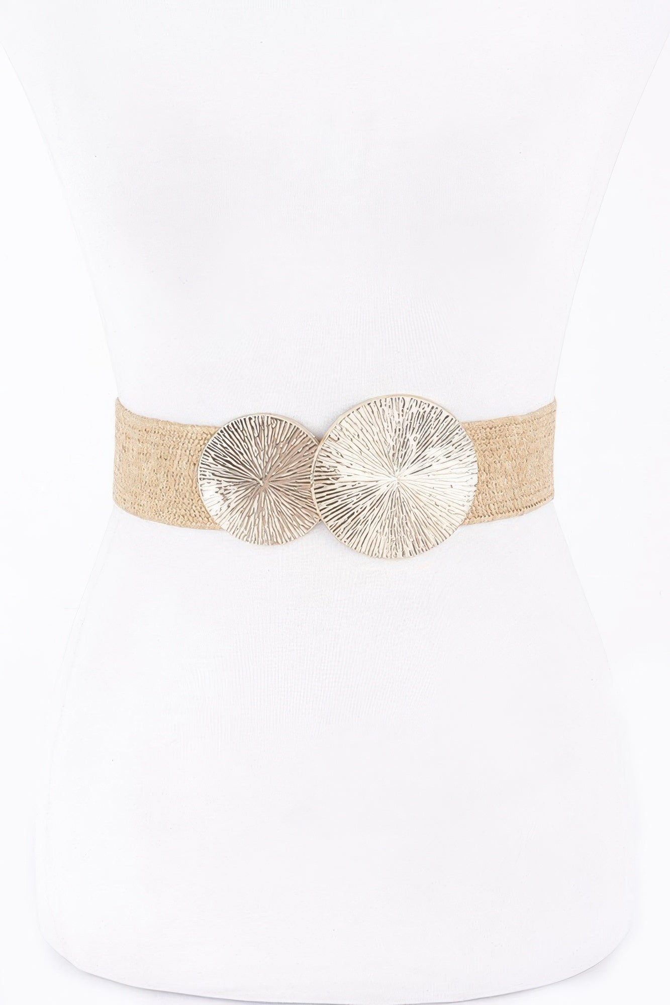 Round Metal Buckle Stretch Belt