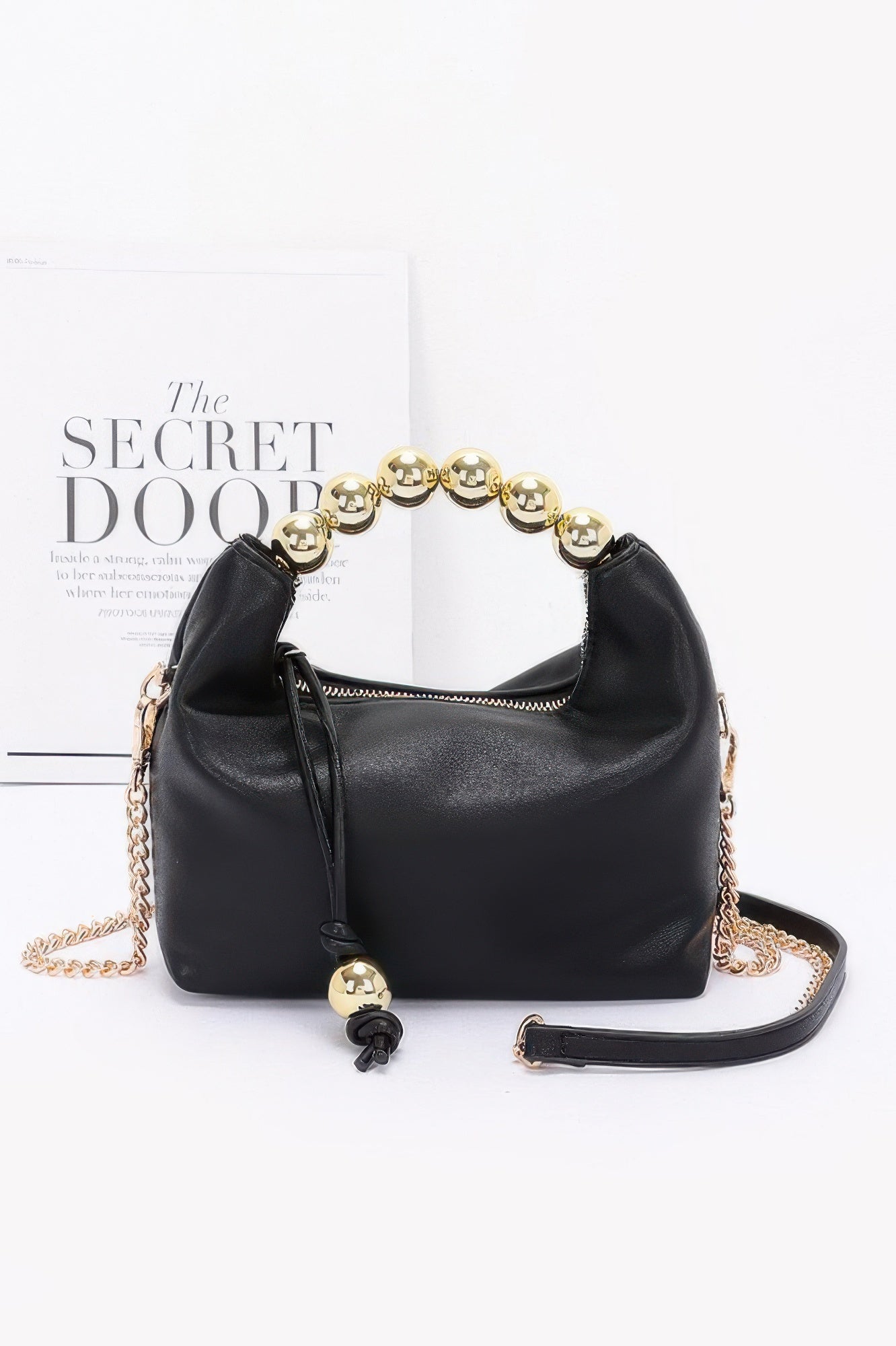 Faux Leather Ccb Ball Handle Bag