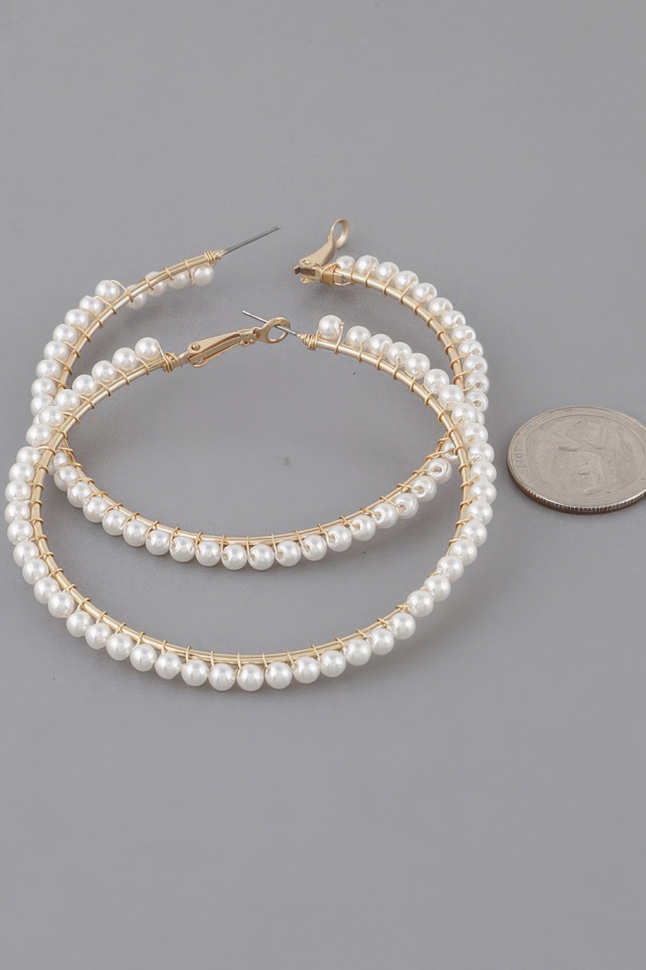 Large Pearl Hoop Earrings