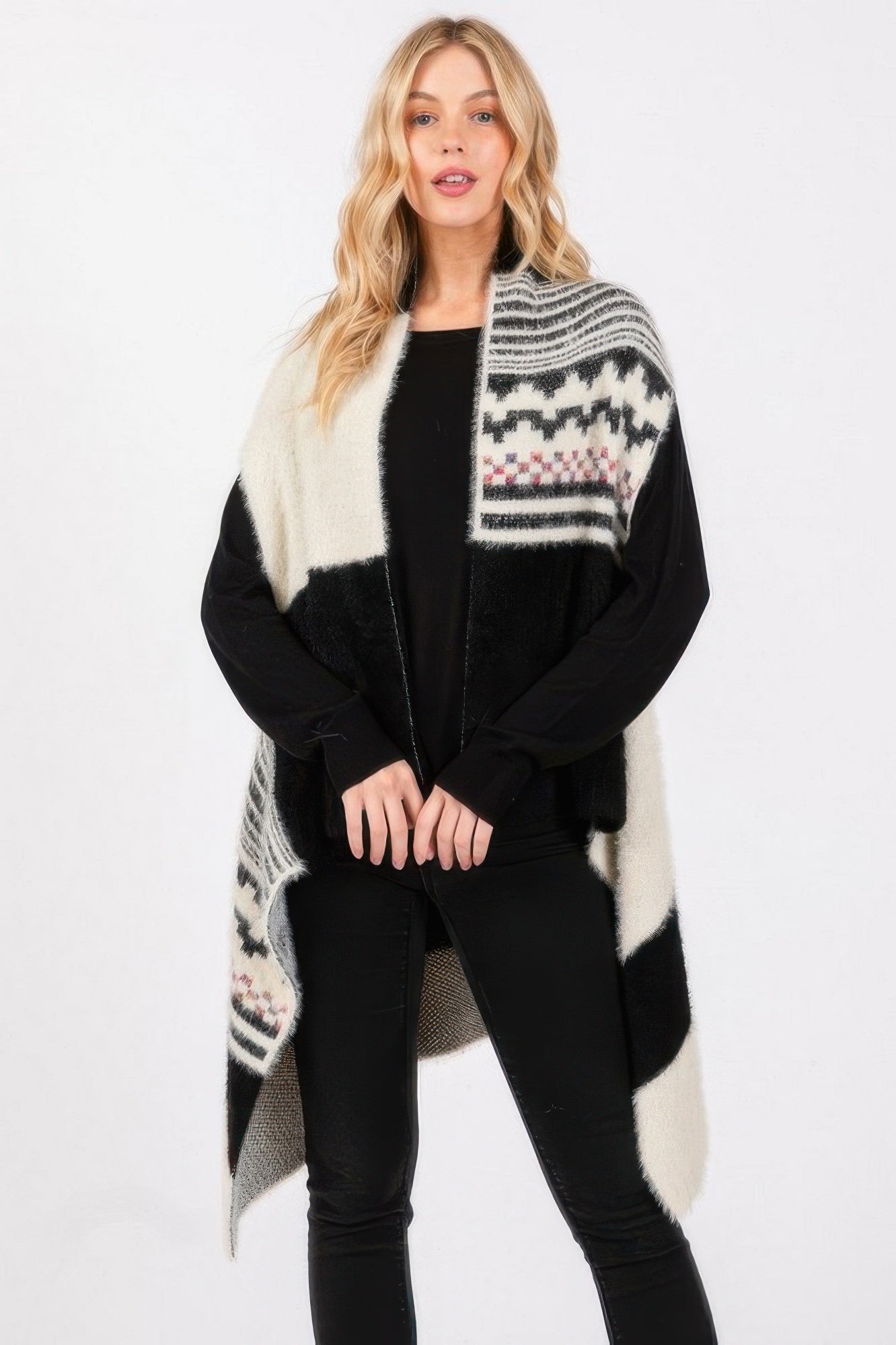 Fuzzy Aztec Pattern Vest