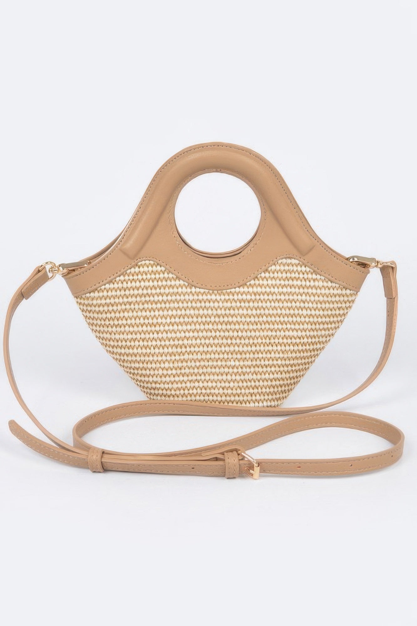 Faux Straw Handle Bag