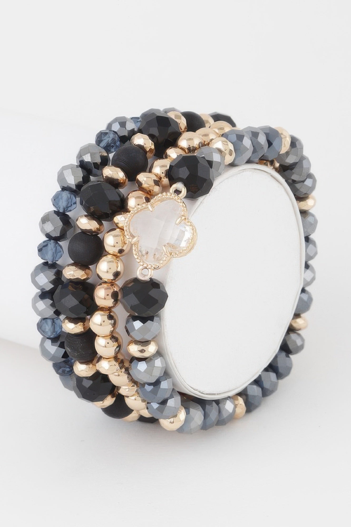 Crystal Clover Bead Bracelet