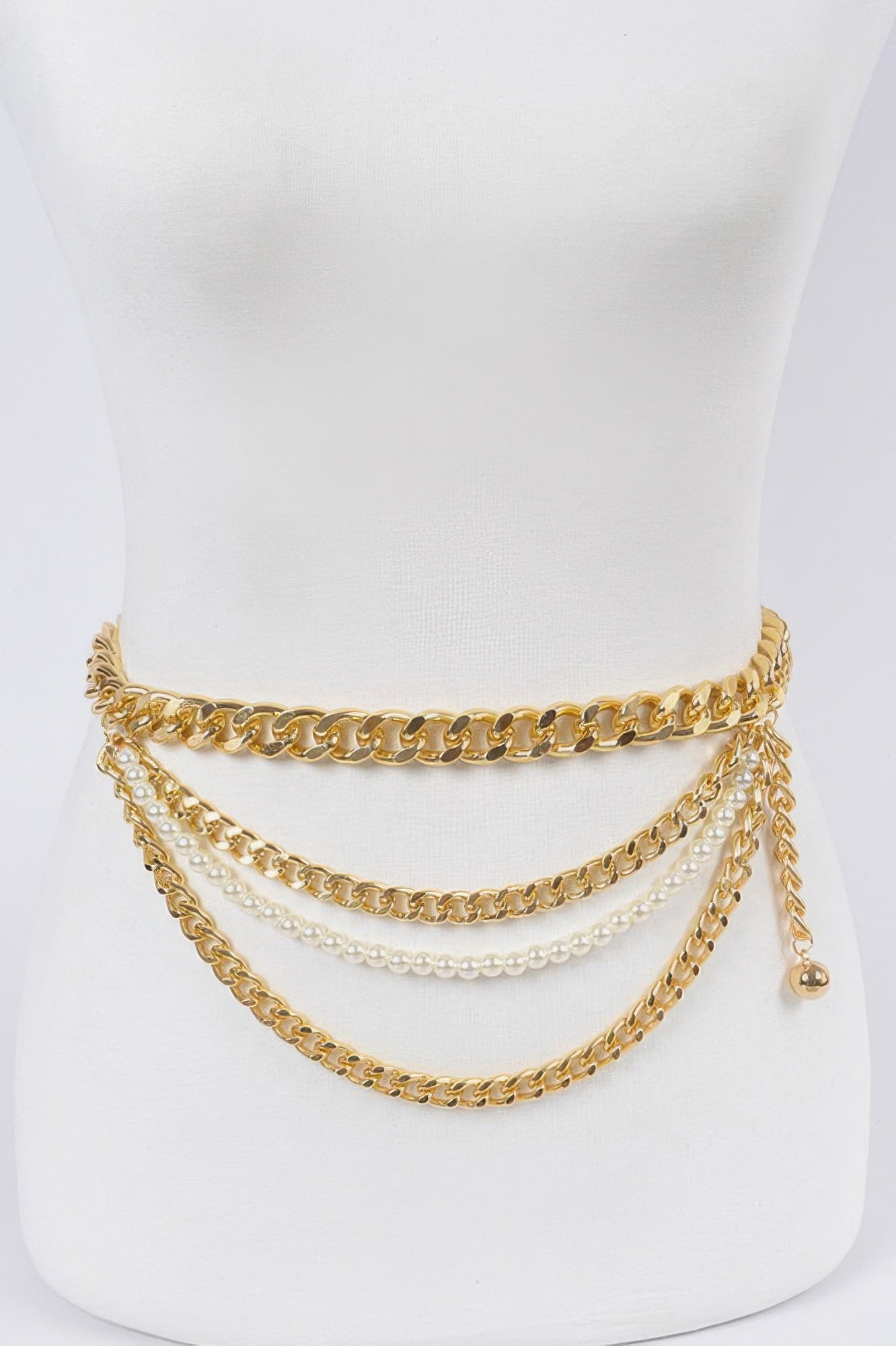 Layered Chain And Pearl Belt