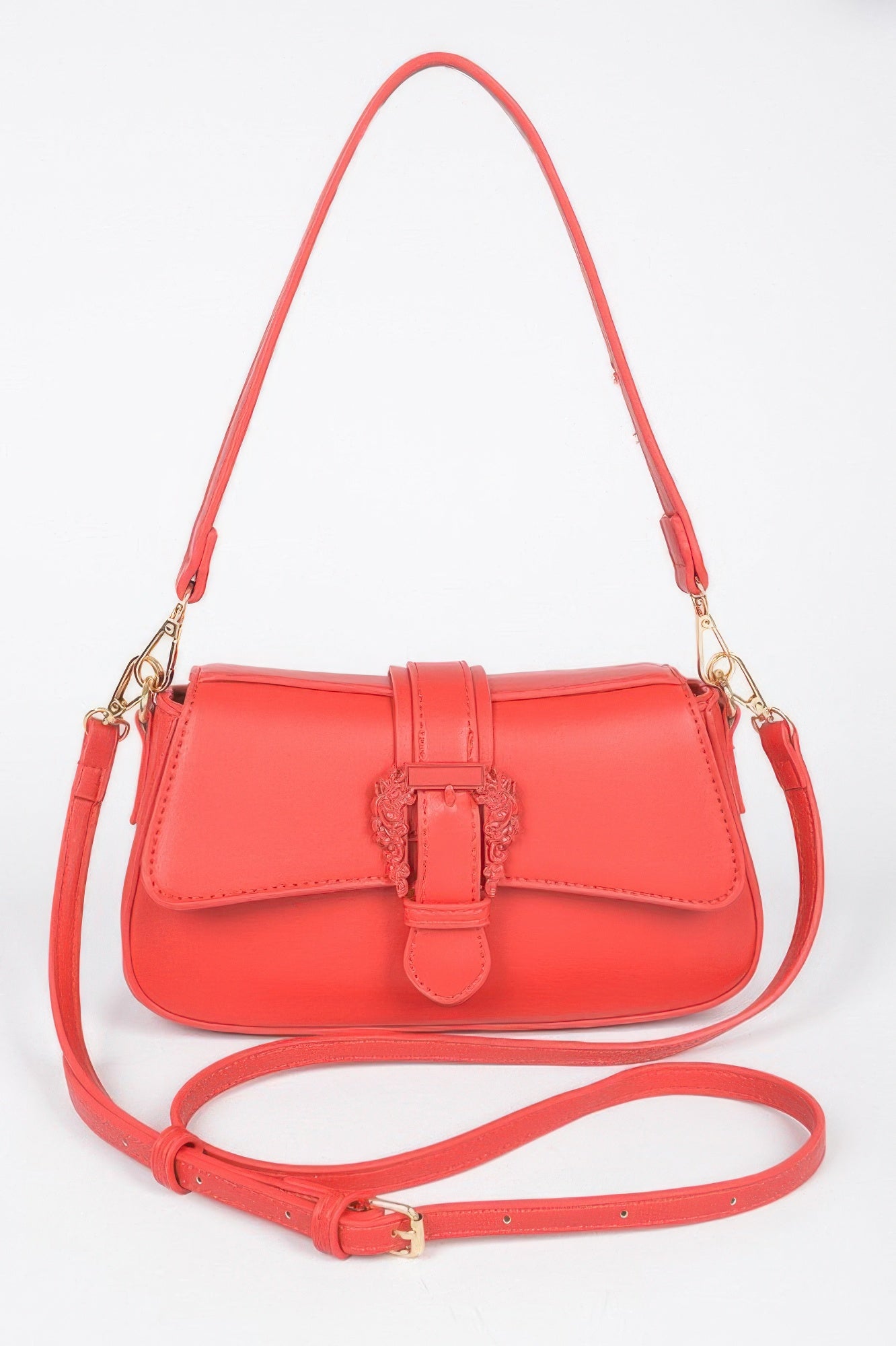 Vegan Metal Buckle Shoulder Bag