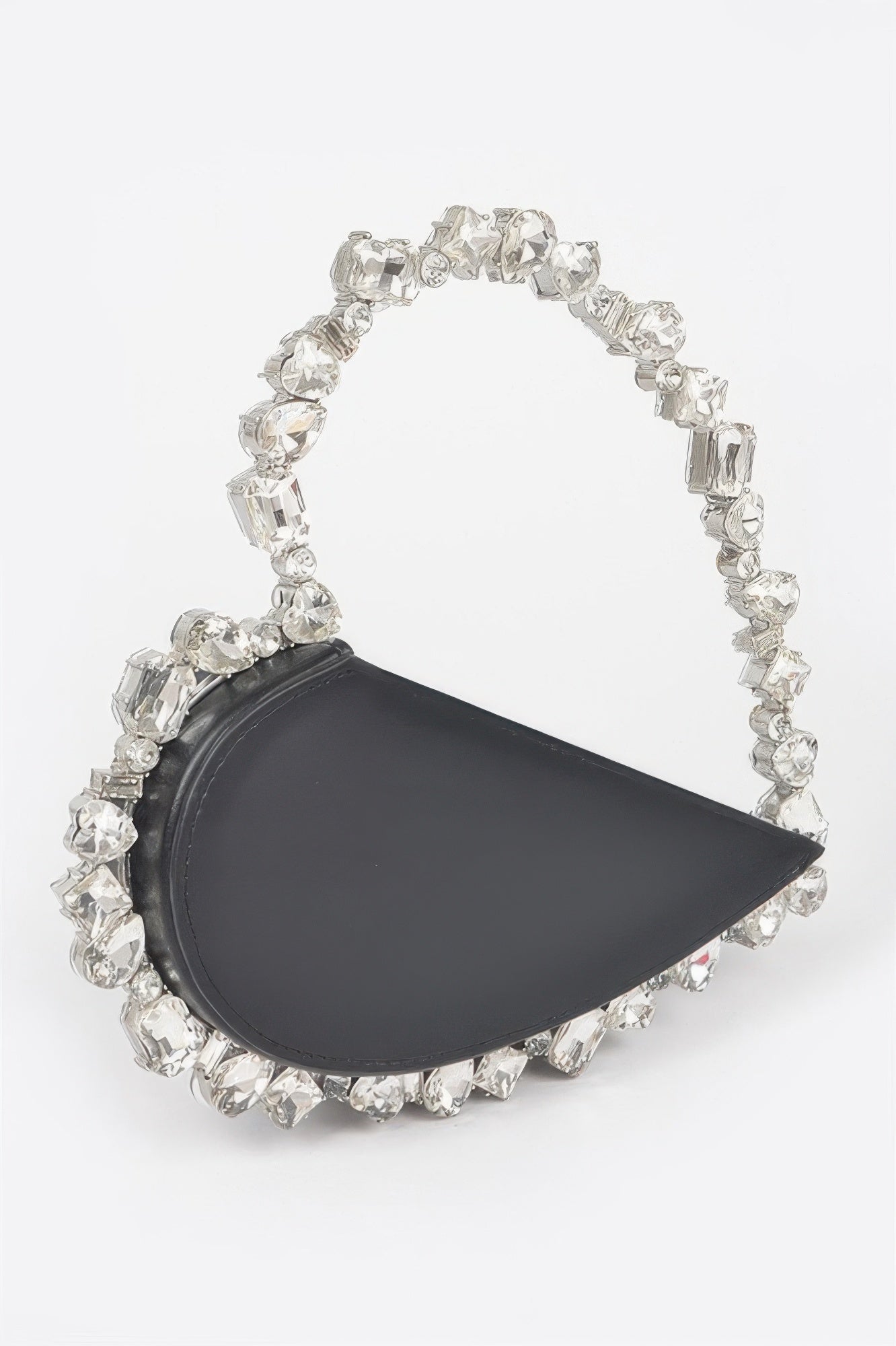 Faux Leather Multi Stones Allaroundhandleheartbag