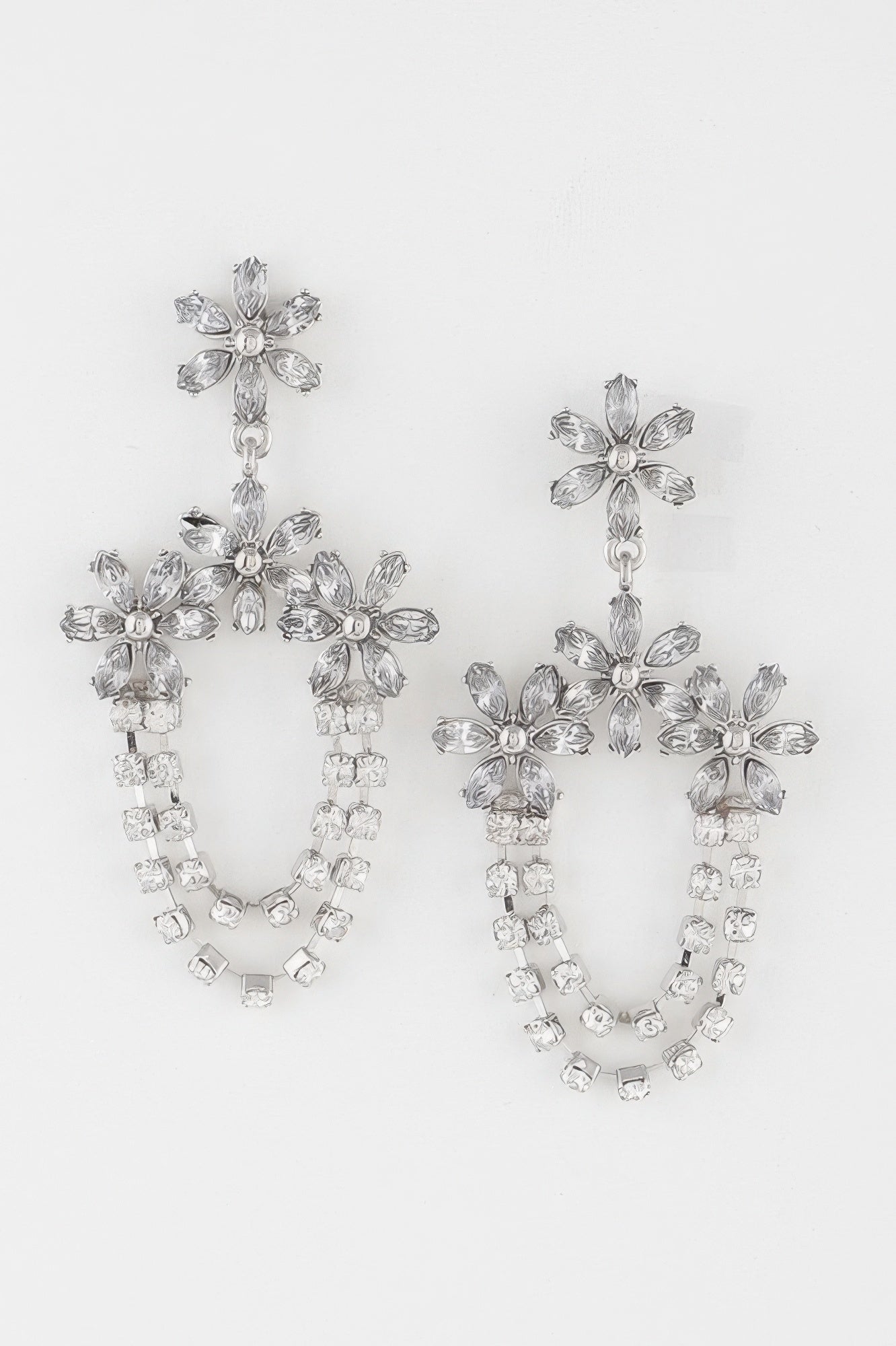 Rhinestone Flower Drop Earrings