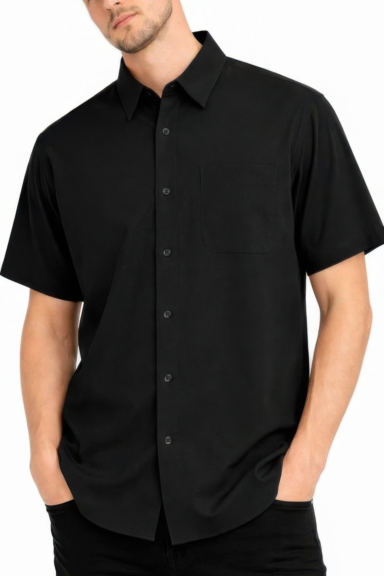 Melange Button Down Short Sleeve Shirt