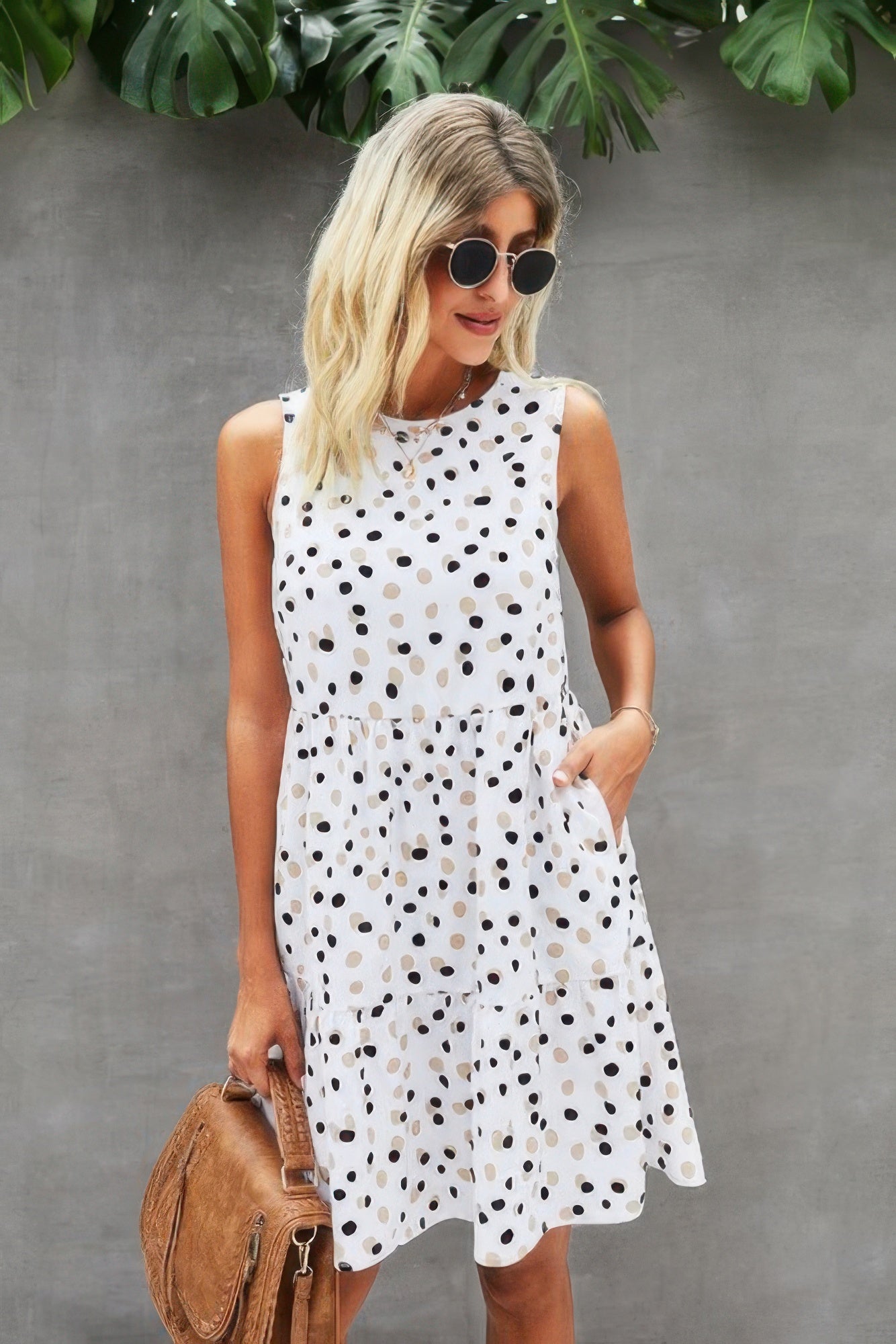 Sleeveless Polka Dot Loose Dress