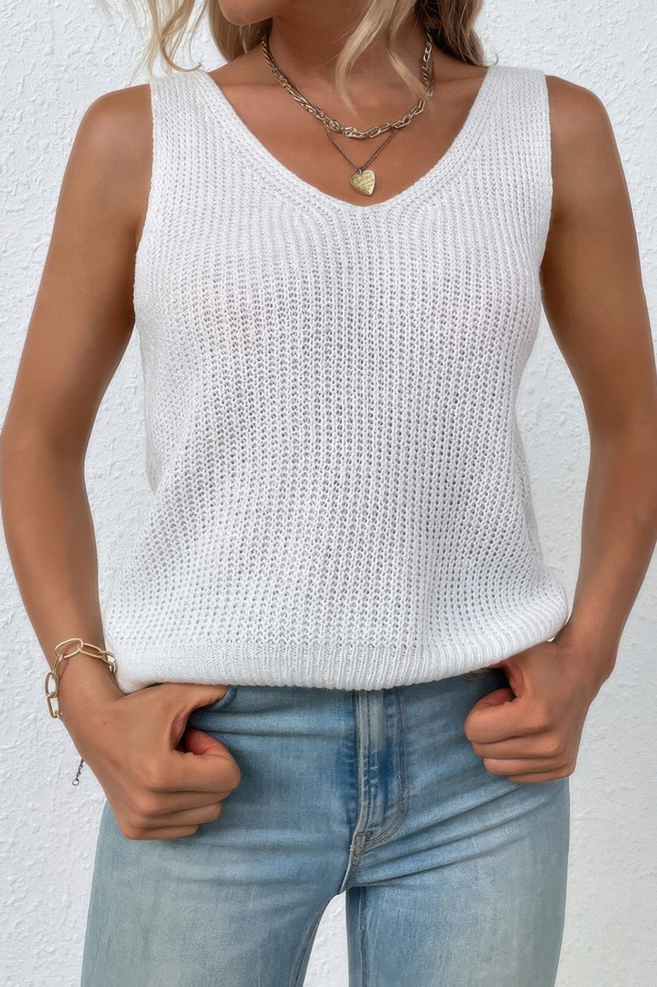 Sleeveless Knit Cross Back Vest