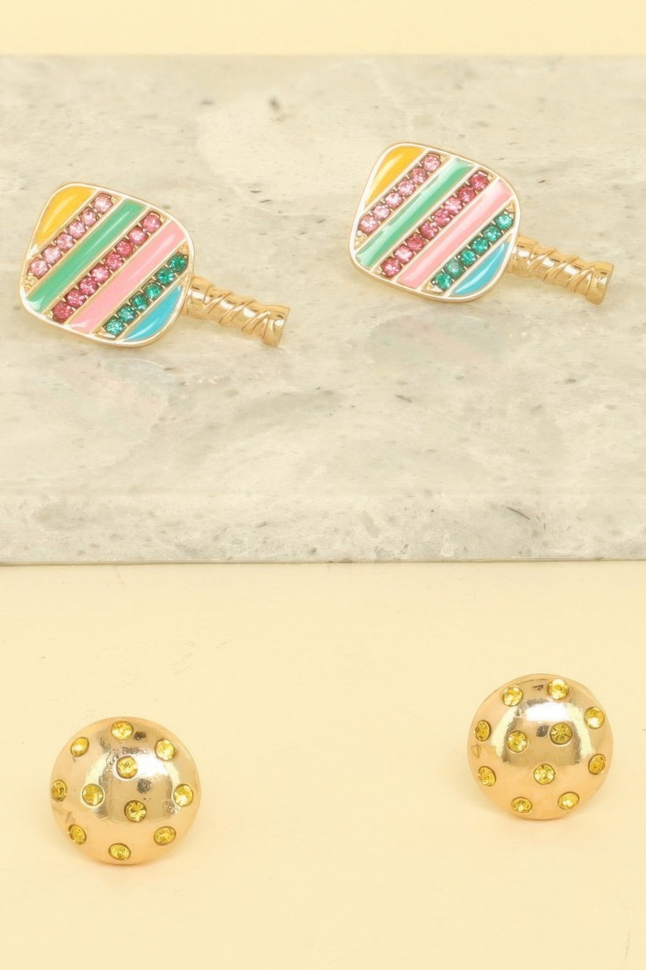 2 Pair Gameday Pickleball Theme Earring Set