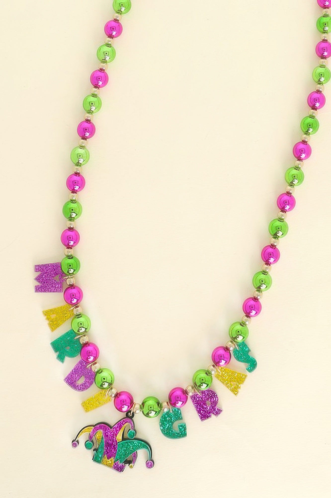 Mardi Gras Glitter Acetate Beaded Party Necklace