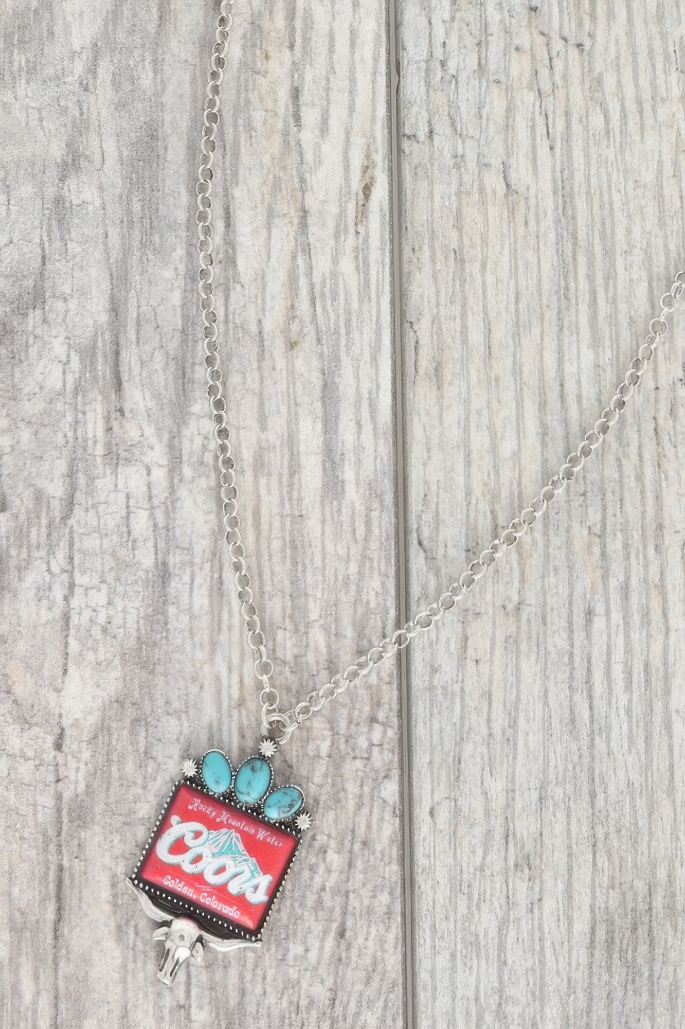 Western Longhorn Coors Water Pendant Necklace