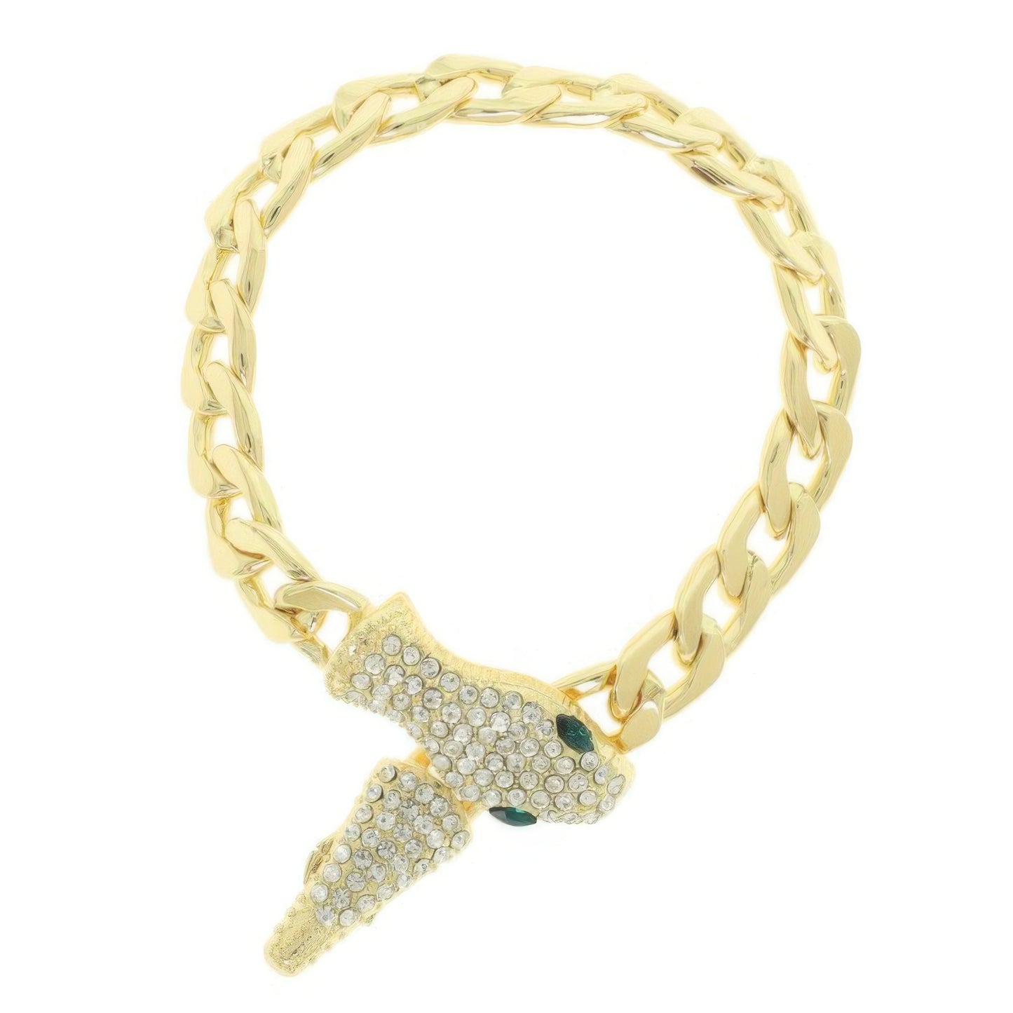 Jewel Paved Snake Curb Chain Bracelet