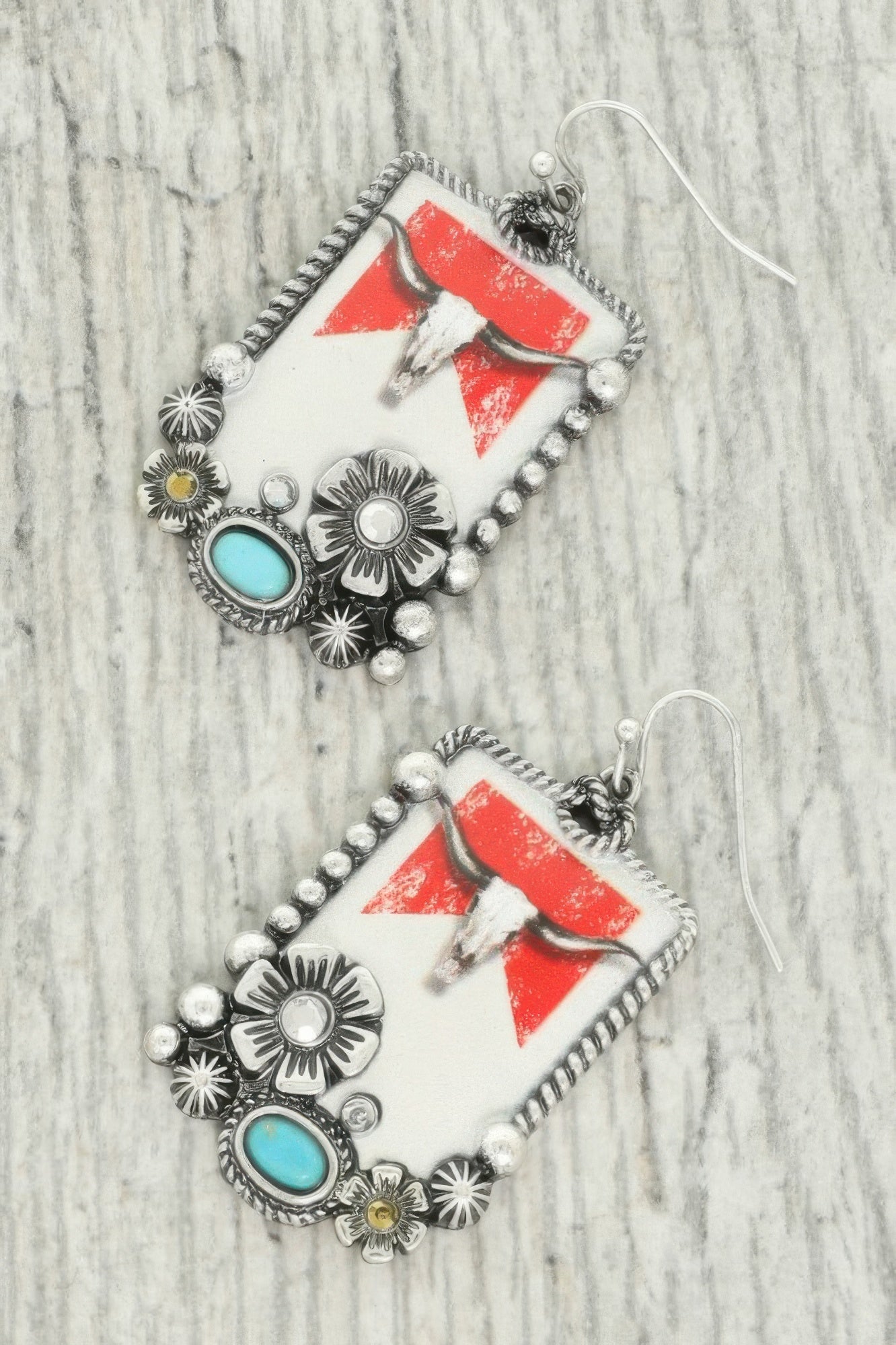 Western Steerhead Print Concho Earrings