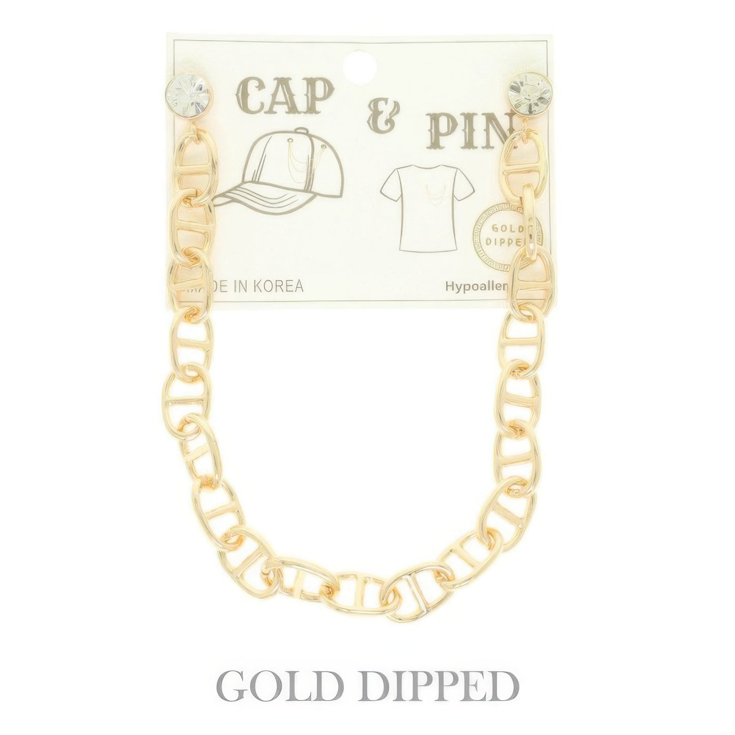 Gold Plated Soda Tab Link Cap Chain And Pin