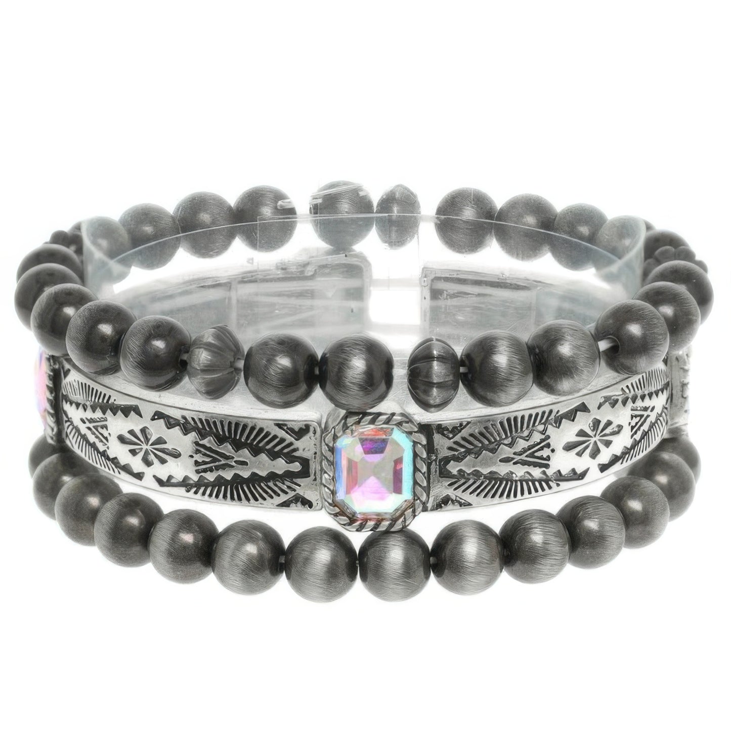 3pc Western Crystal Beaded Bracelet Set
