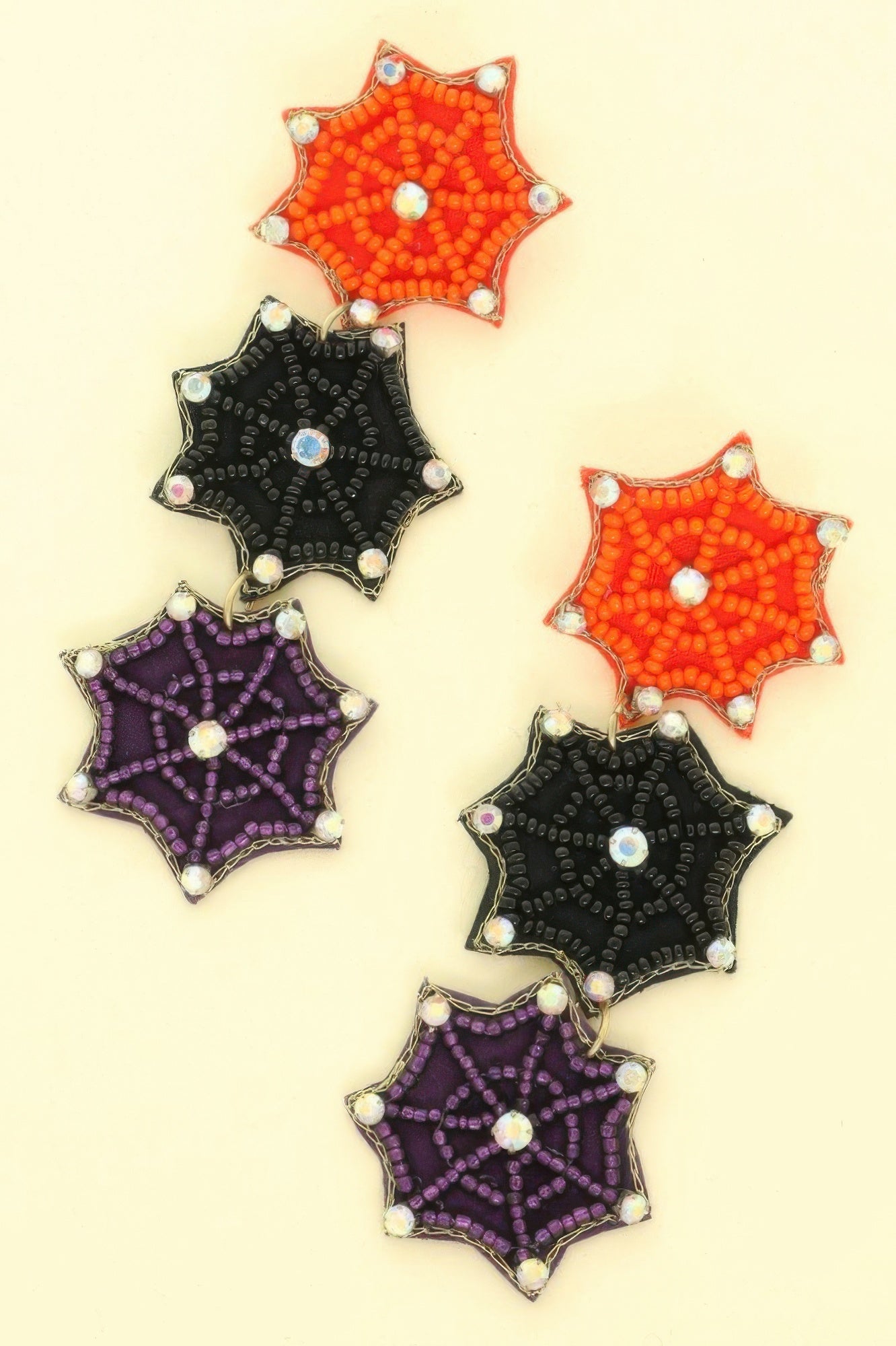 Halloween Spider Wed Seed Beaded Earrings