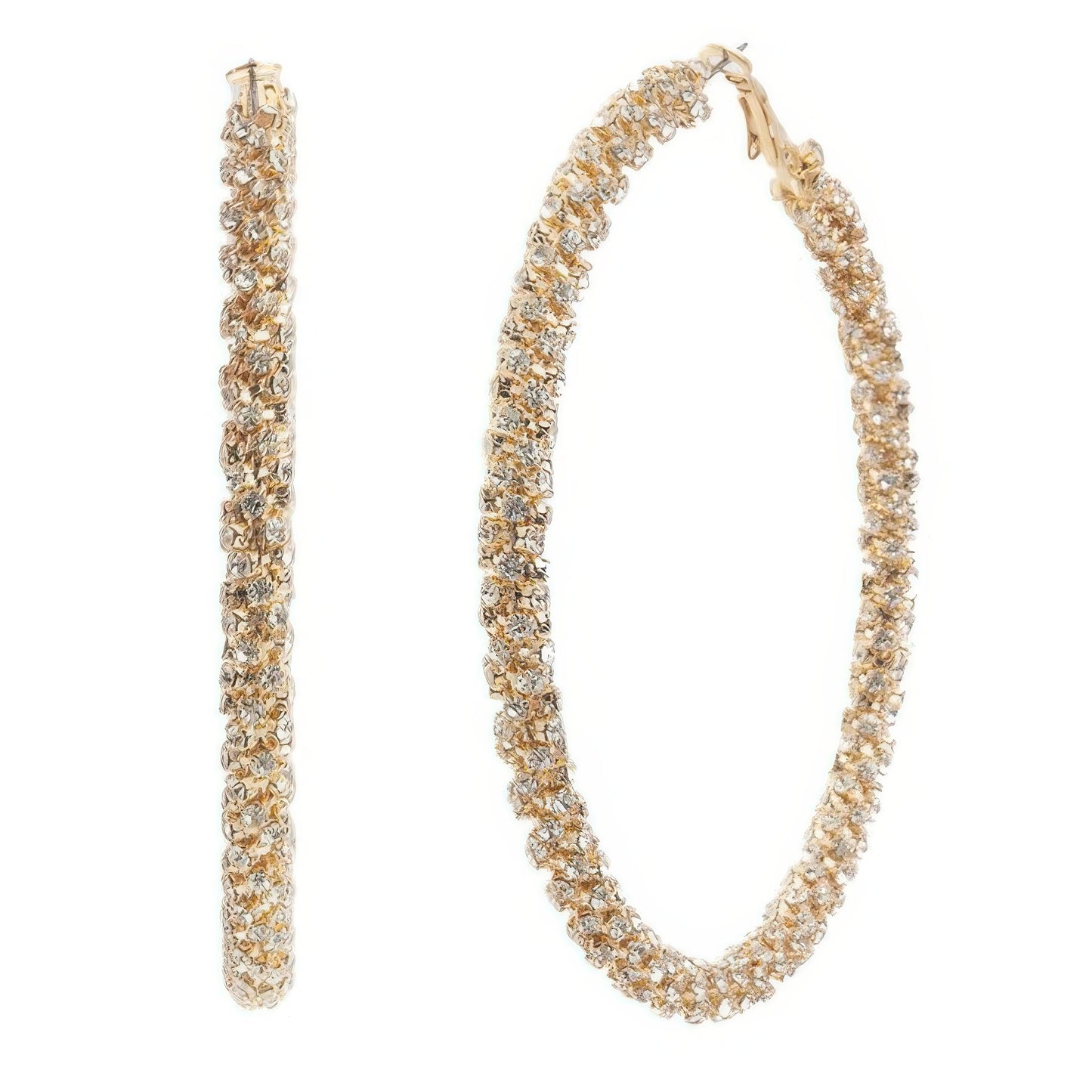 Cz Pave Tube Hoop Earrings